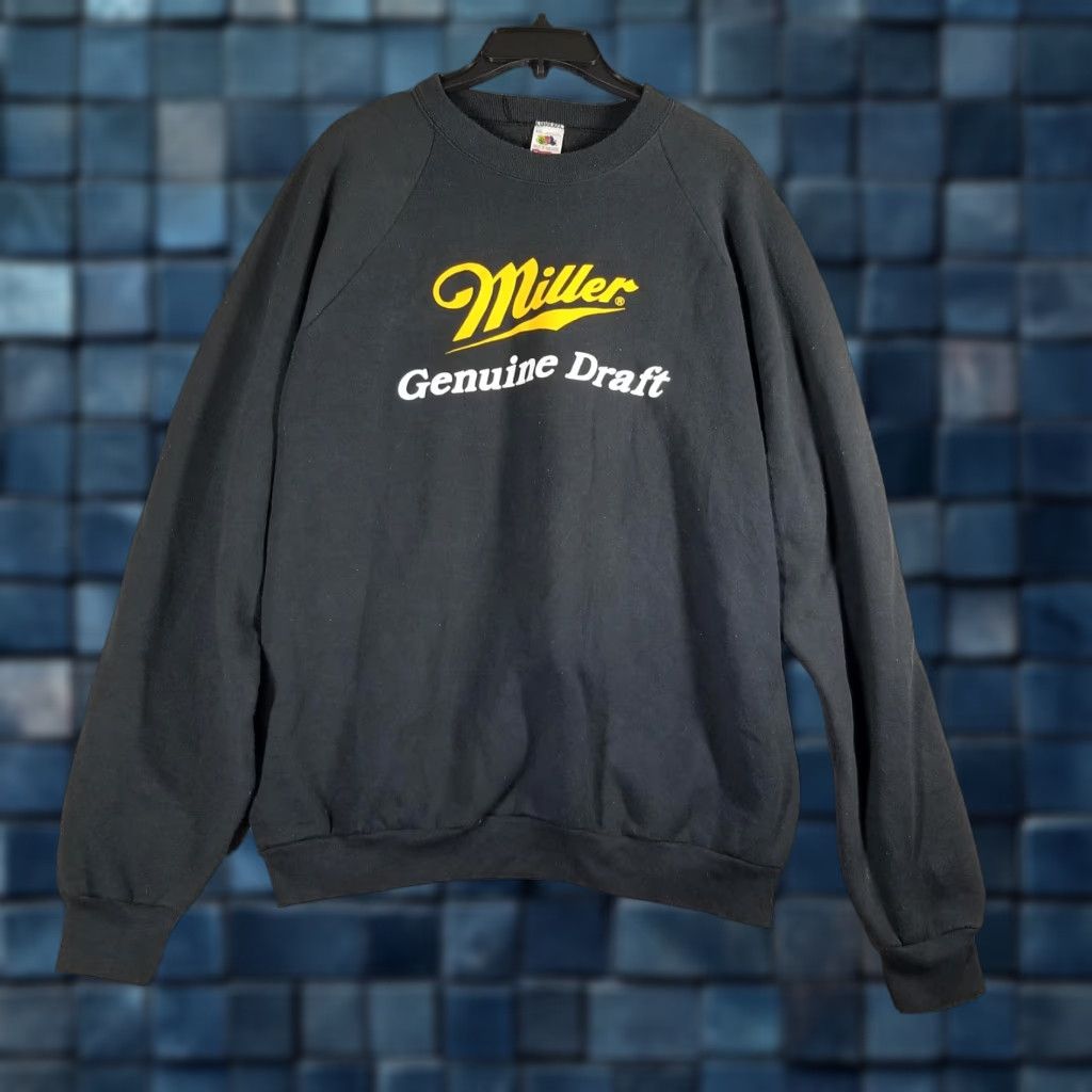Fruit Of The Loom Vintage Sweatshirt Miller Genuine Draft 2XL Crewneck Mens Black Beer Promo USA 90s Size US XXL / EU 58 / 5 - 1 Thumbnail