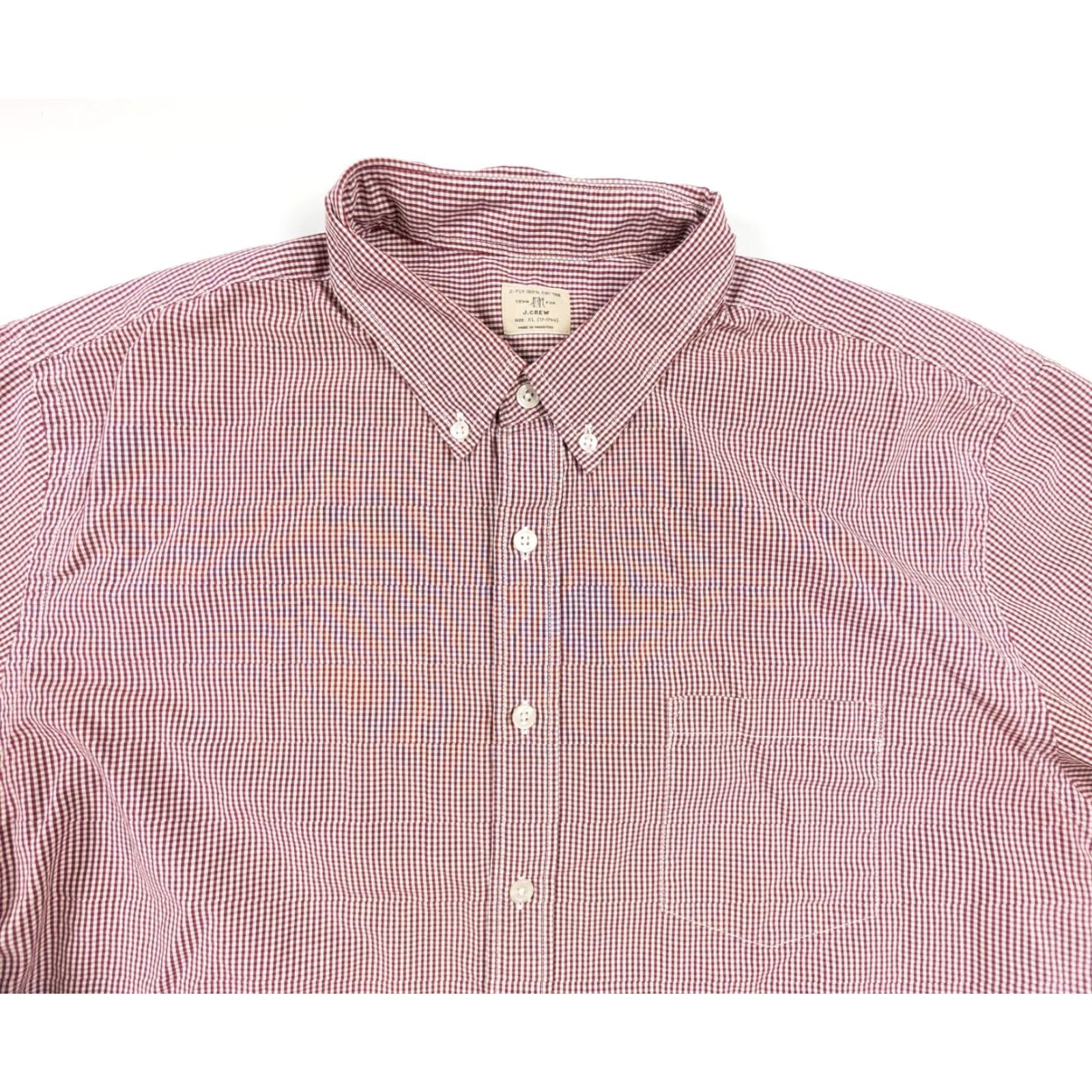 J.Crew J.CREW Button-Down Shirt Adult XL Red Cotton Long Sleeve Collared Check Pattern Mens Size US XL / EU 56 / 4 - 2 Thumbnail