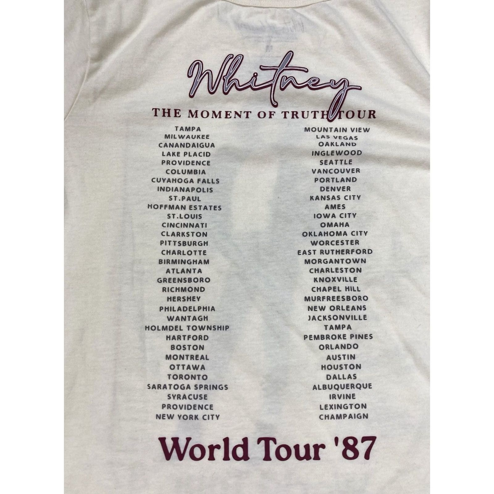 Vintage Whitney Houston The Movement Of Truth World Tour 87 T-shirt Women Medium Music Shirt Ivory Short Sleeve Crew Neck Size M / US 6-8 / IT 42-44 - 4 Thumbnail