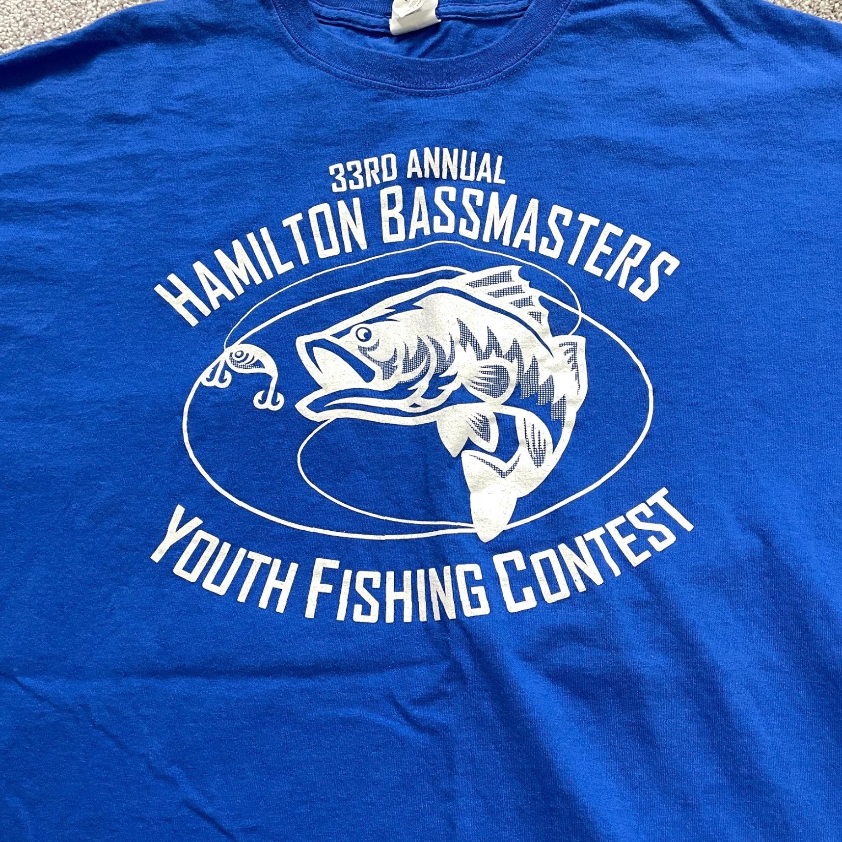 Gildan Gildan Ultra Cotton T-Shirt Unisex Adult 2XL Blue Graphic Print Short Sleeve Crew Neck Hamilton Fishing 33rd Annual Outdoor Classic Size US XXL / EU 58 / 5 - 4 Thumbnail