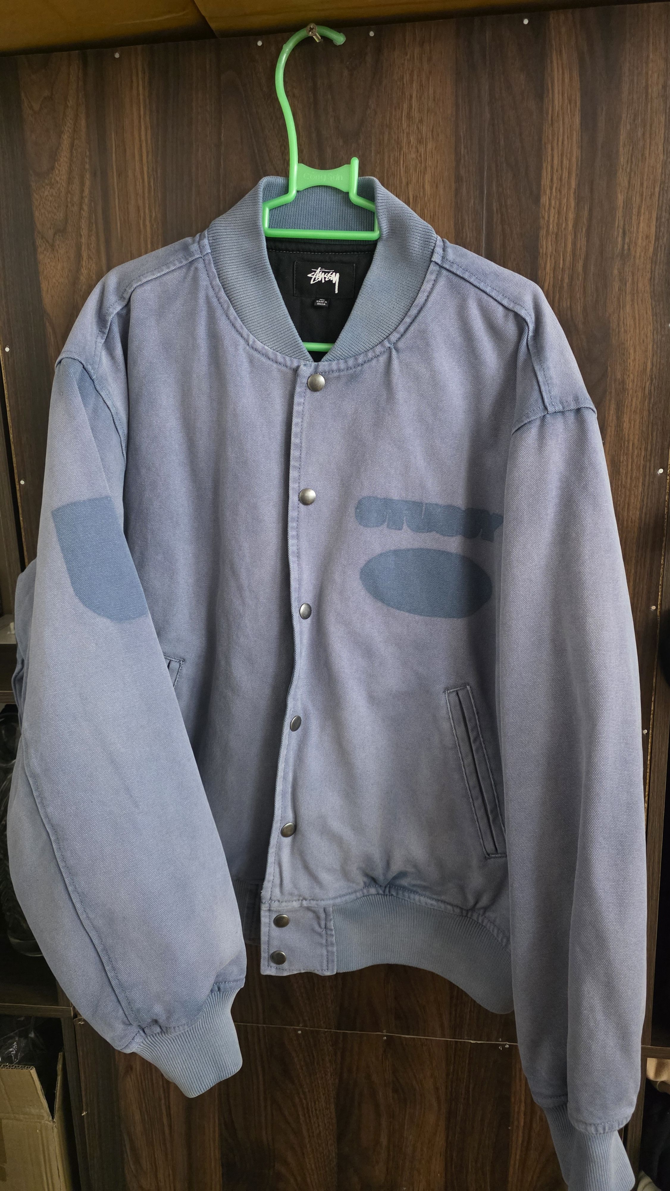 Stussy Stussy Ghost Logo Canvas Varsity Jacket Size US XL / EU 56 / 4 - 2 Thumbnail