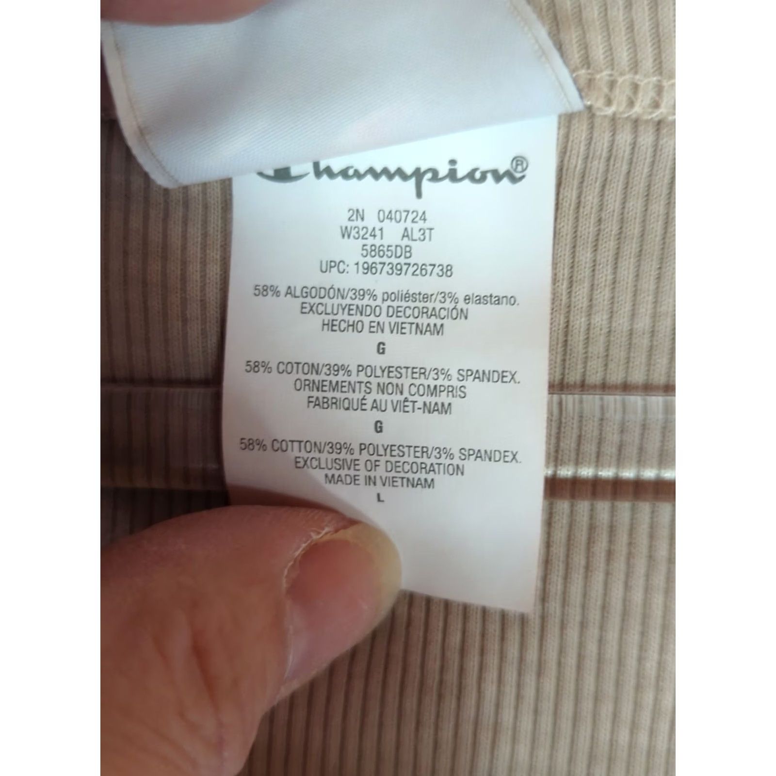 Champion Champion Womens Long Sleeve T-Shirt Ribbed Base Layer Split Cuff Oatmeal L Pullover Casual Activewear Shirt Womens Size L / US 10 / IT 46 - 6 Thumbnail