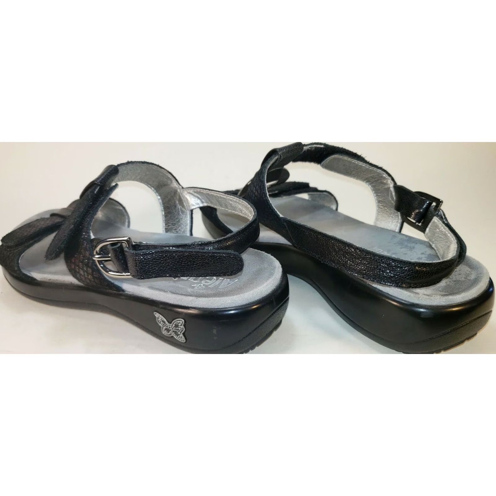 Vintage Alegria Womens Sandal Slingback Strappy Black Iridescent Reptile Size 8.5M 39EU Size US 9 / IT 39 - 7 Thumbnail