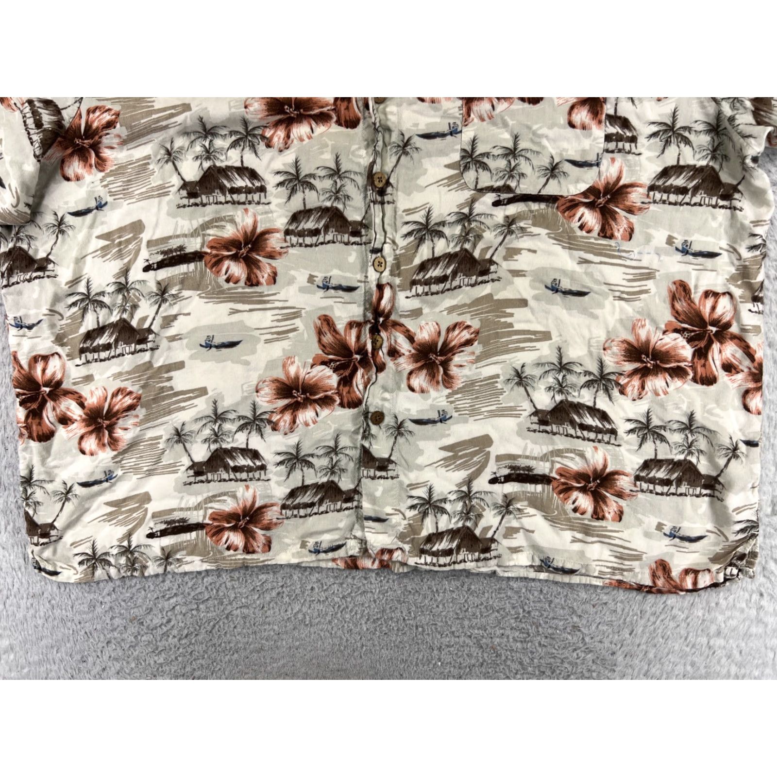 Vintage Puritan Shirt Adult 3XL Beige Floral Palm Island Rayon Hawaiian Button Shirt (Men) Size US XXL / EU 58 / 5 - 5 Thumbnail