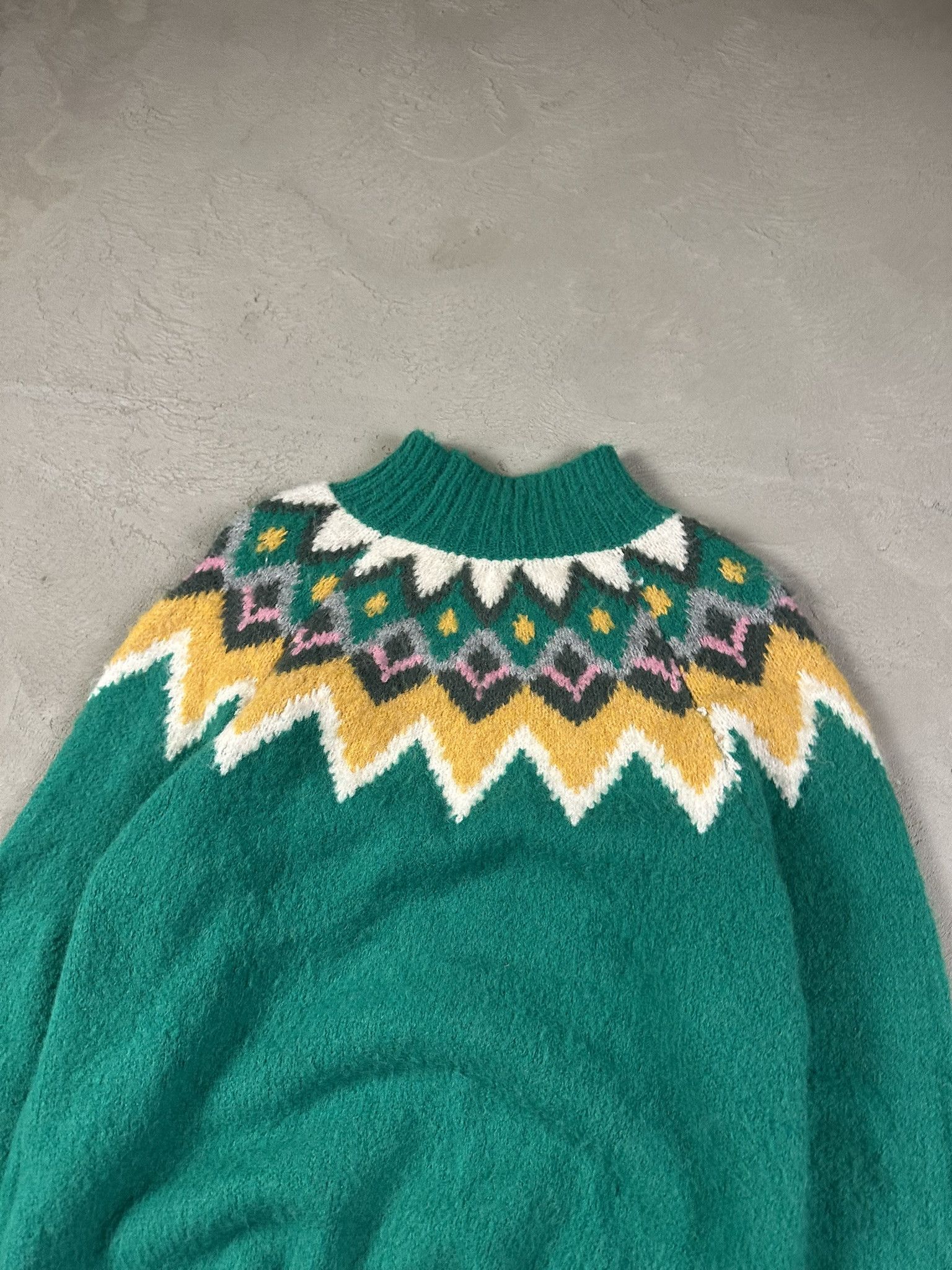 Designer Axara Paris Wool Boxy Patterned Knit Sweater Size S / US 4 / IT 40 - 12 Thumbnail