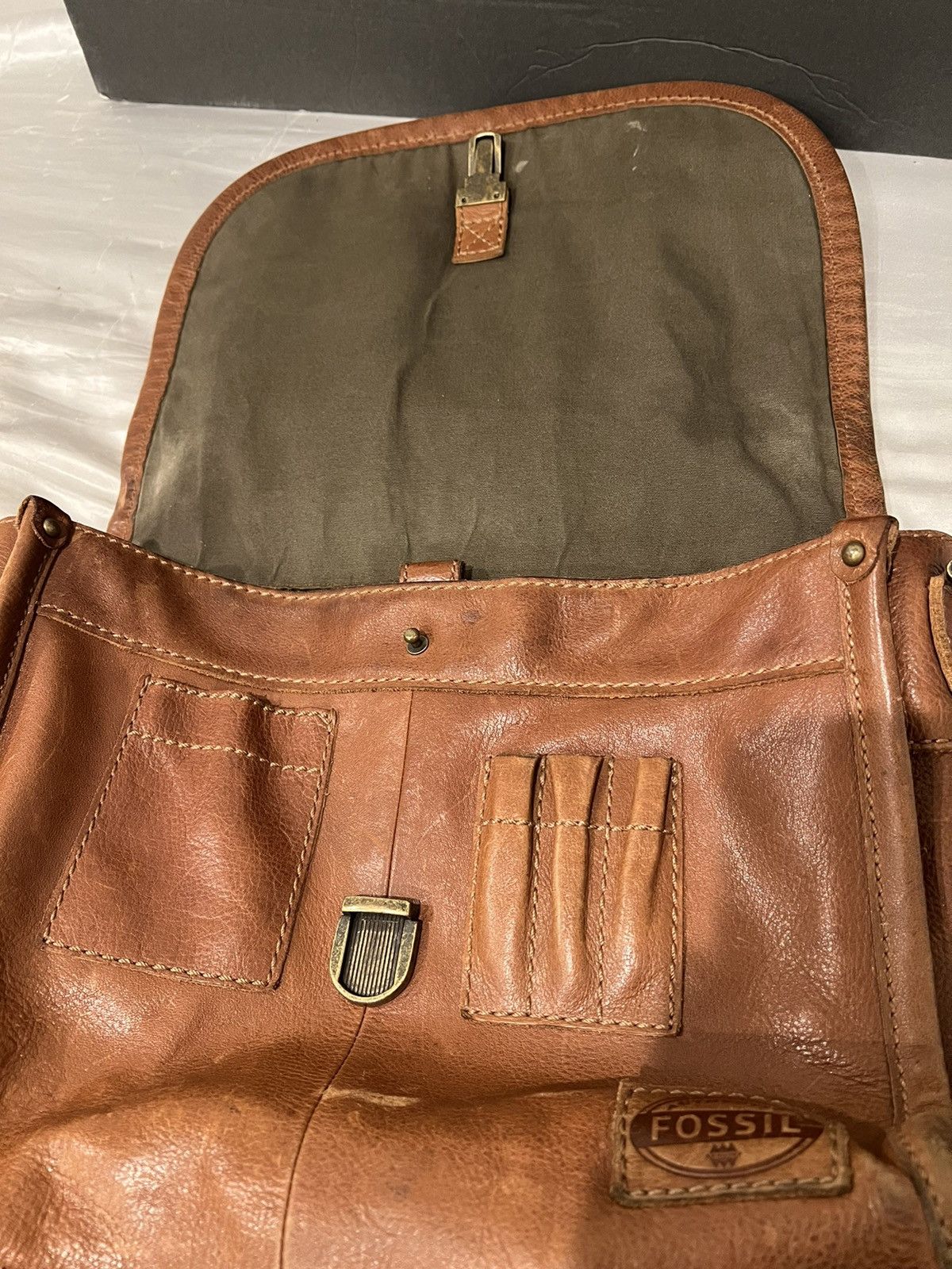 Fossil × Vintage Vintage Fossil Cognac Crossbody Messenger Bag 14x12 Size ONE SIZE - 2 Thumbnail