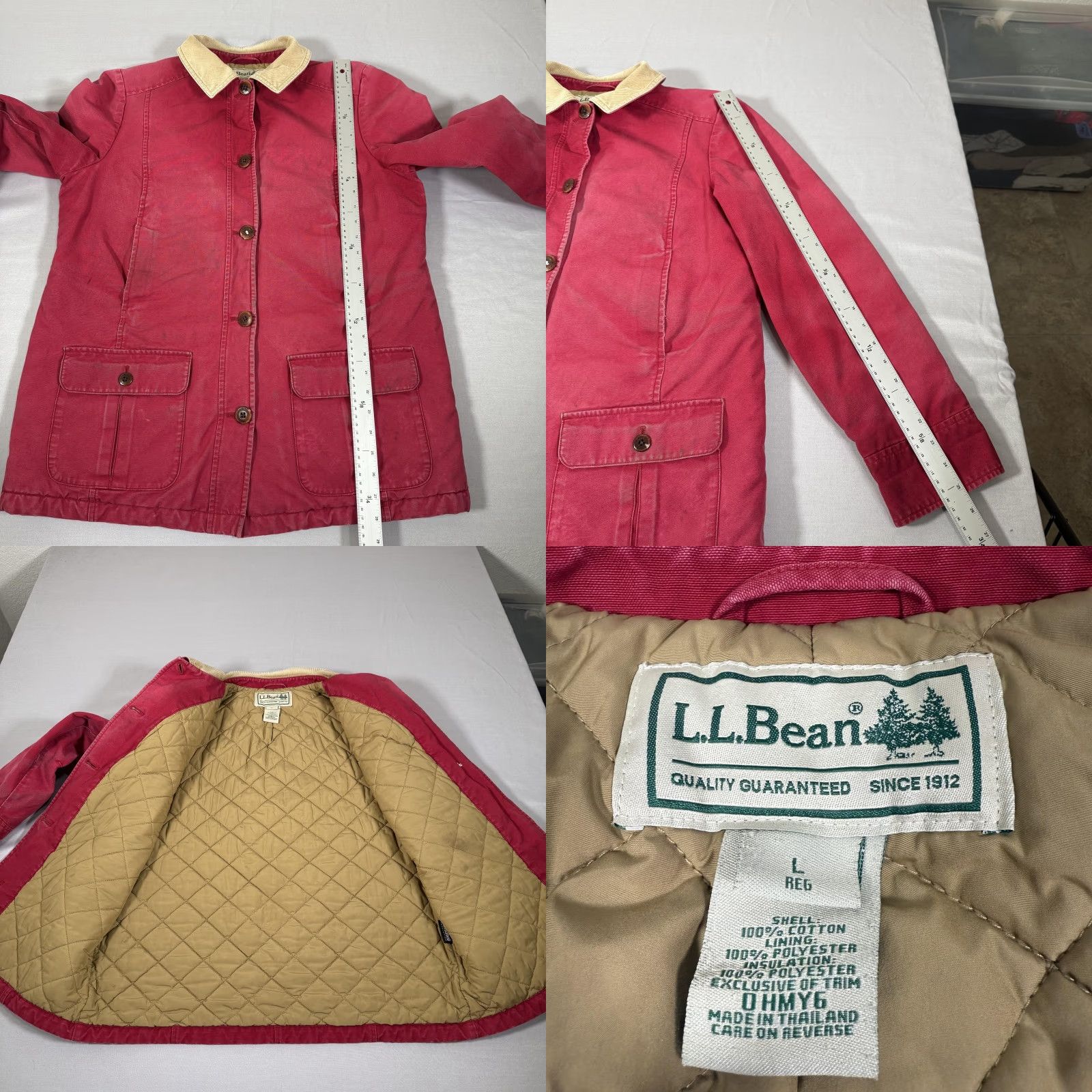 Vintage VINTAGE L.L.Bean Jacket Womens Large Red Canvas Barn Chore Field Coat Lined Outdoor Work Size L / US 10 / IT 46 - 9 Thumbnail