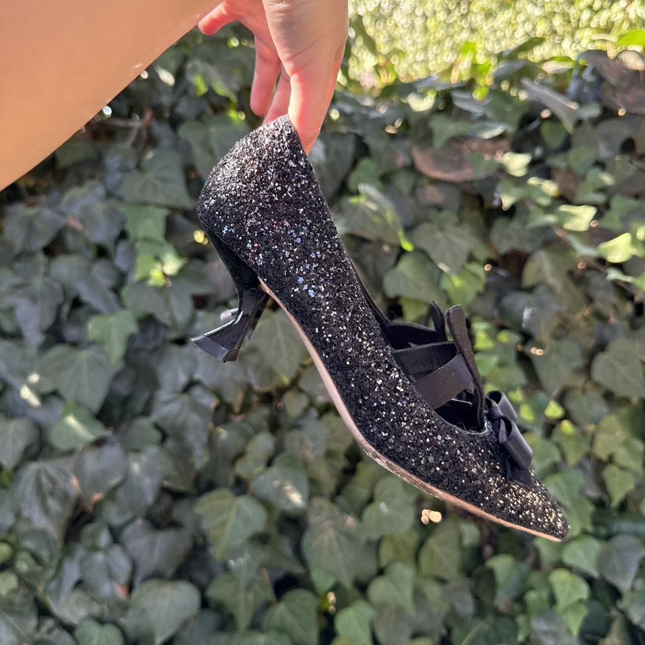 Miu Miu Miu Miu black sparkly bow heels Size US 6 / IT 36 - 4 Thumbnail