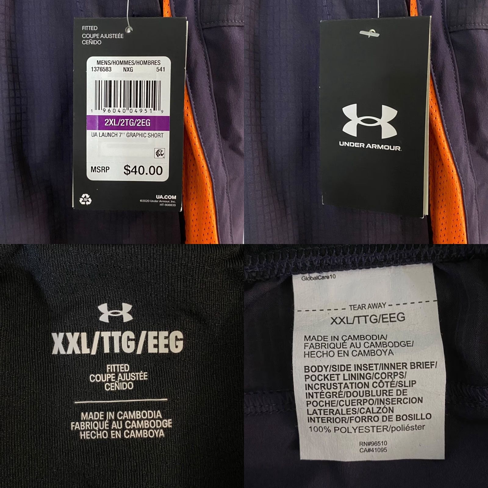 Under Armour VINTAGE Under Armour Launch 7'' Lined Running Shorts Blue Men’s XXL Athletic Stretch New Size US 39 - 8 Thumbnail