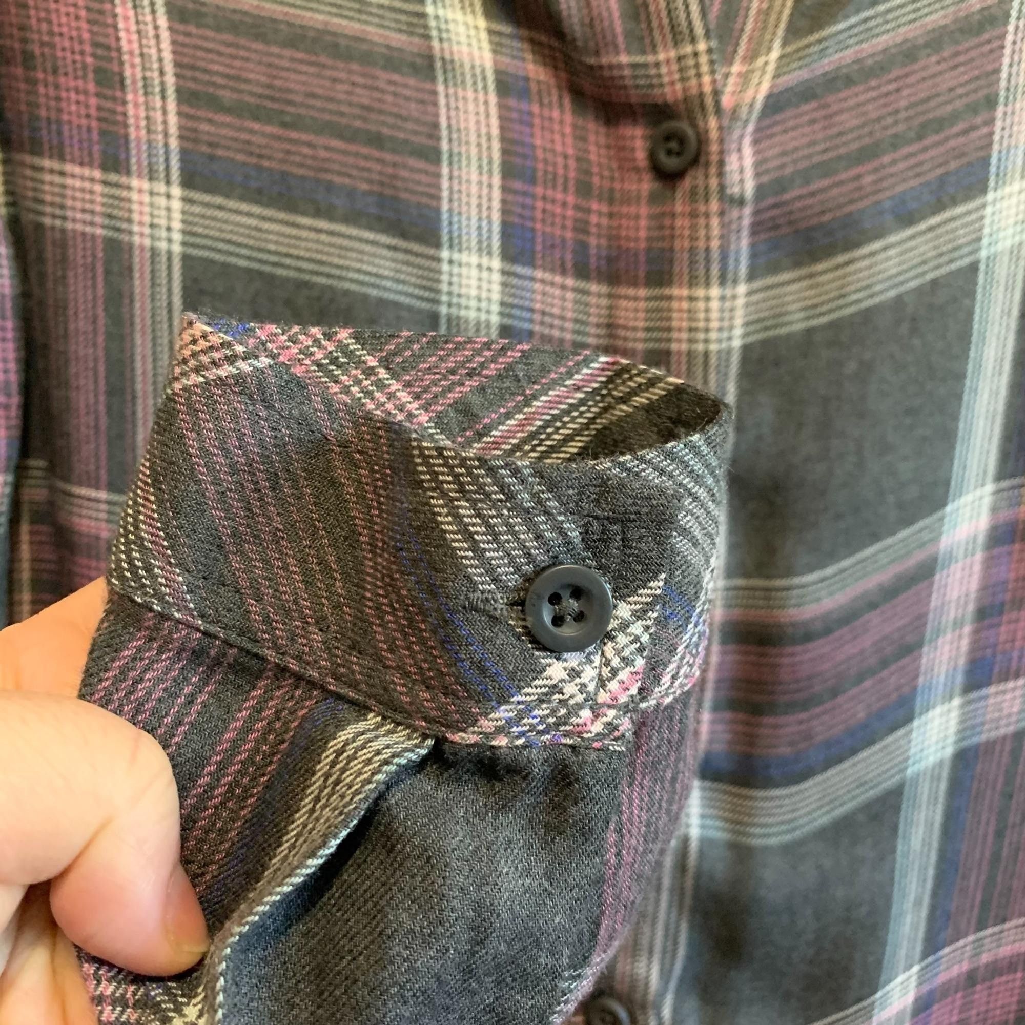 Anthropologie Cloth & Stone Fringe Raw Hem Plaid Button Down Shirt XS Size XS / US 0-2 / IT 36-38 - 3 Thumbnail