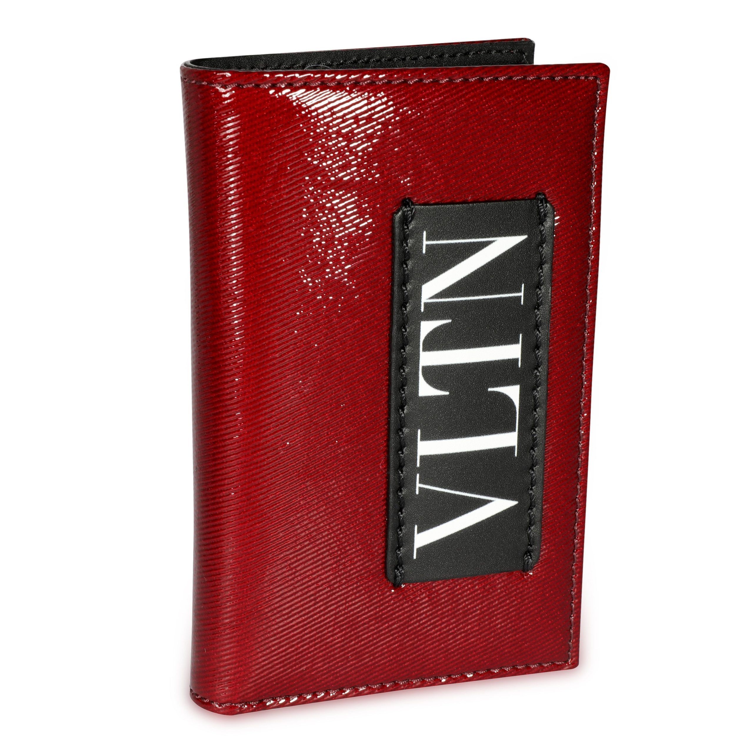 image of Valentino Maroon & Black Vltn Card Holder, Women's