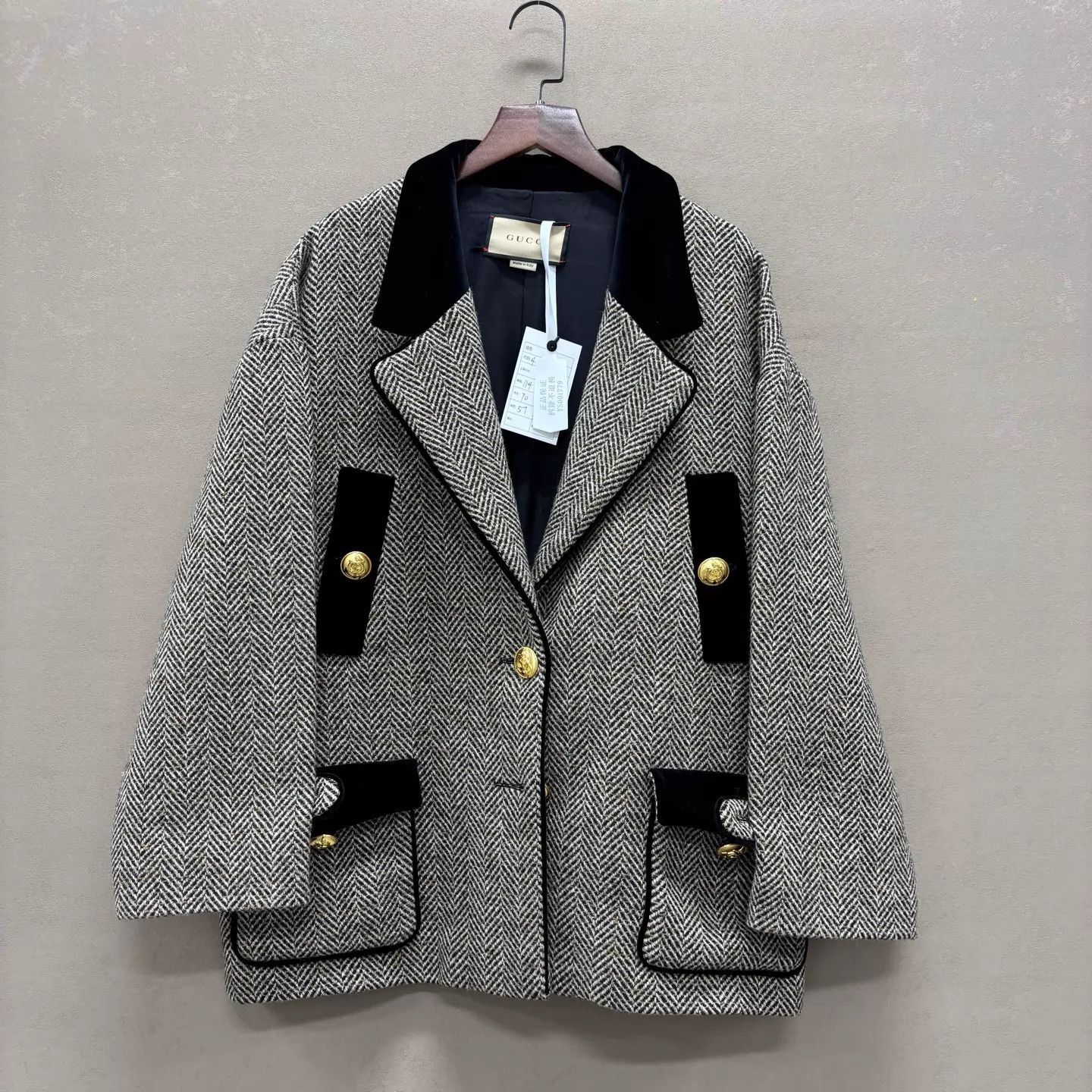 Gucci Gucci herringbone wool overcoat 99 New 40 ys001779 Size S / US 4 / IT 40 - 1 Thumbnail