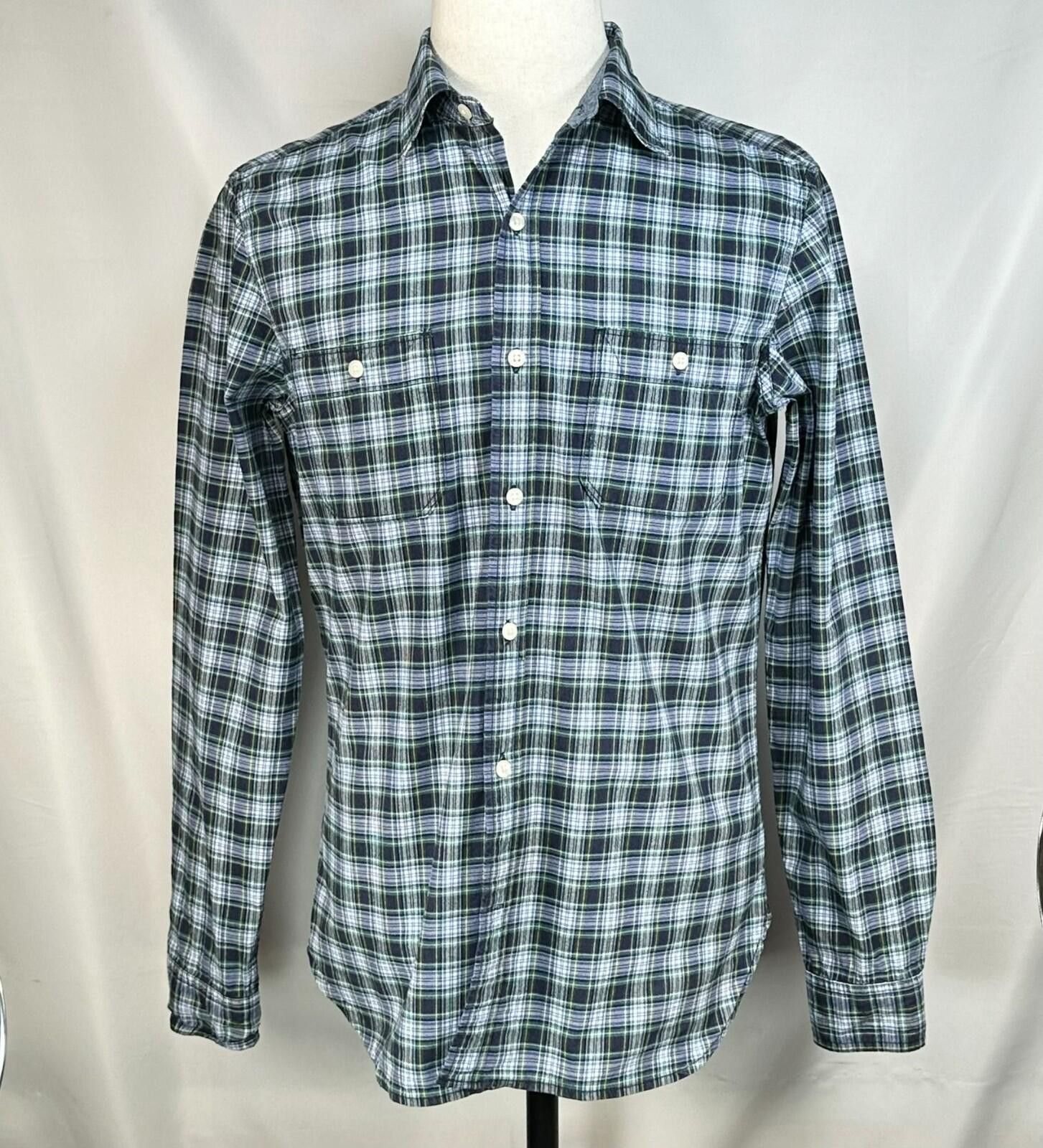 Banana Republic Gap Slim Fit Plaid Pocketed Long Sleeve Button Up Men Blue M Size US M / EU 48-50 / 2 - 1 Thumbnail