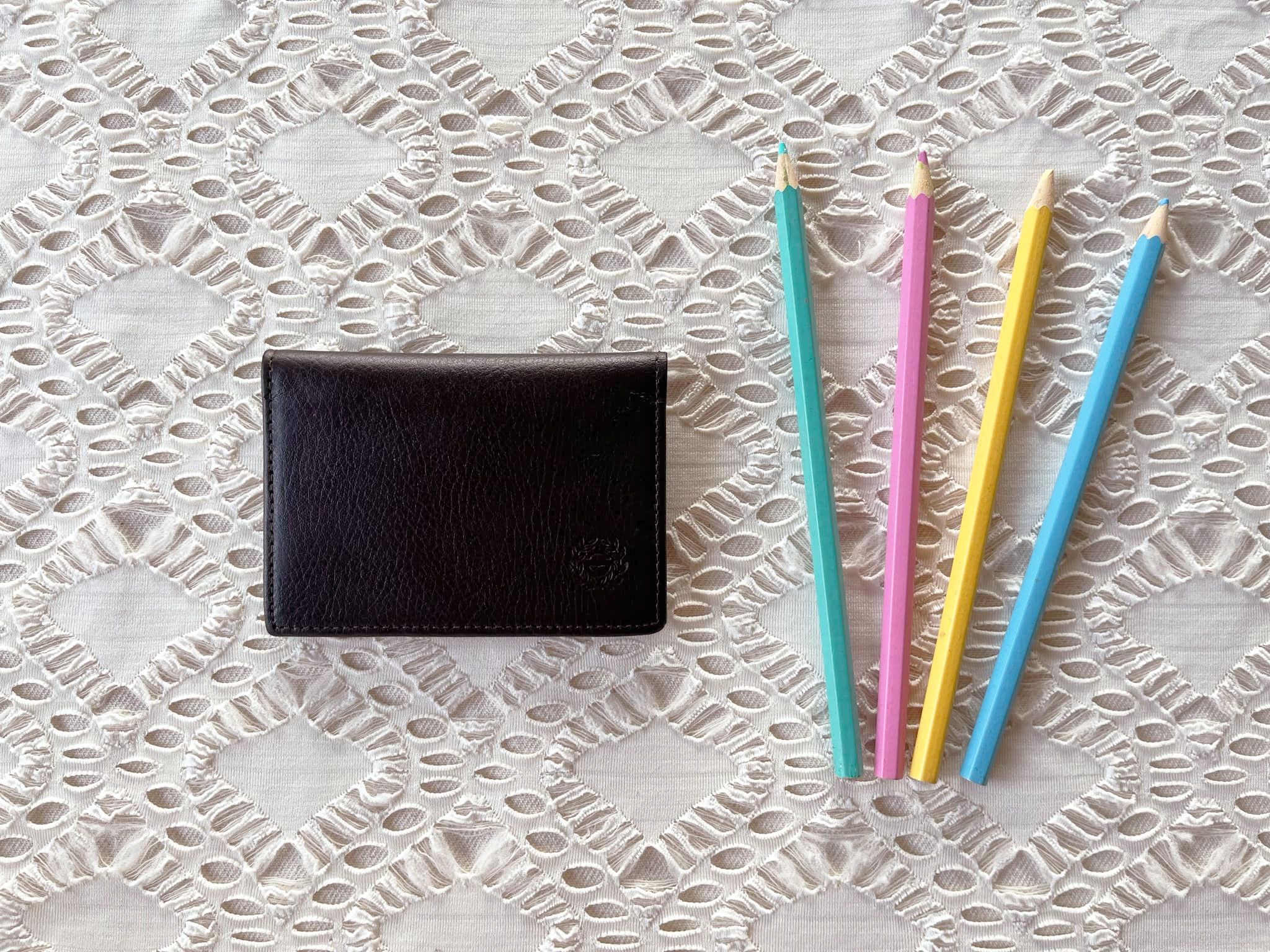 Vintage Dark Brown / almost black genuine leather Bifold card holder Size ONE SIZE - 1 Thumbnail