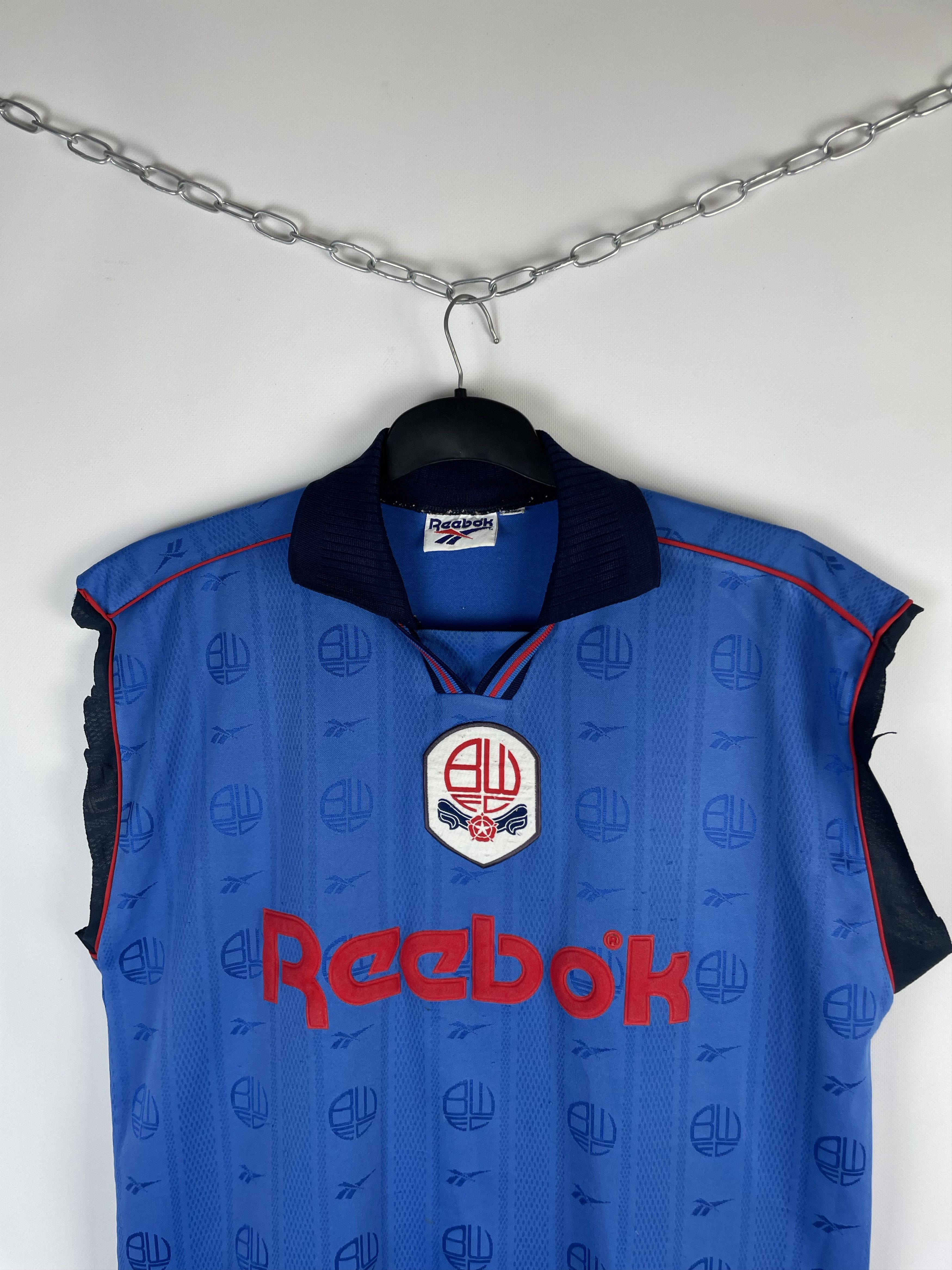Reebok Bolton Wanderers Reebok 1995-1996 away soccer shirt jersey Size US XL / EU 56 / 4 - 3 Thumbnail