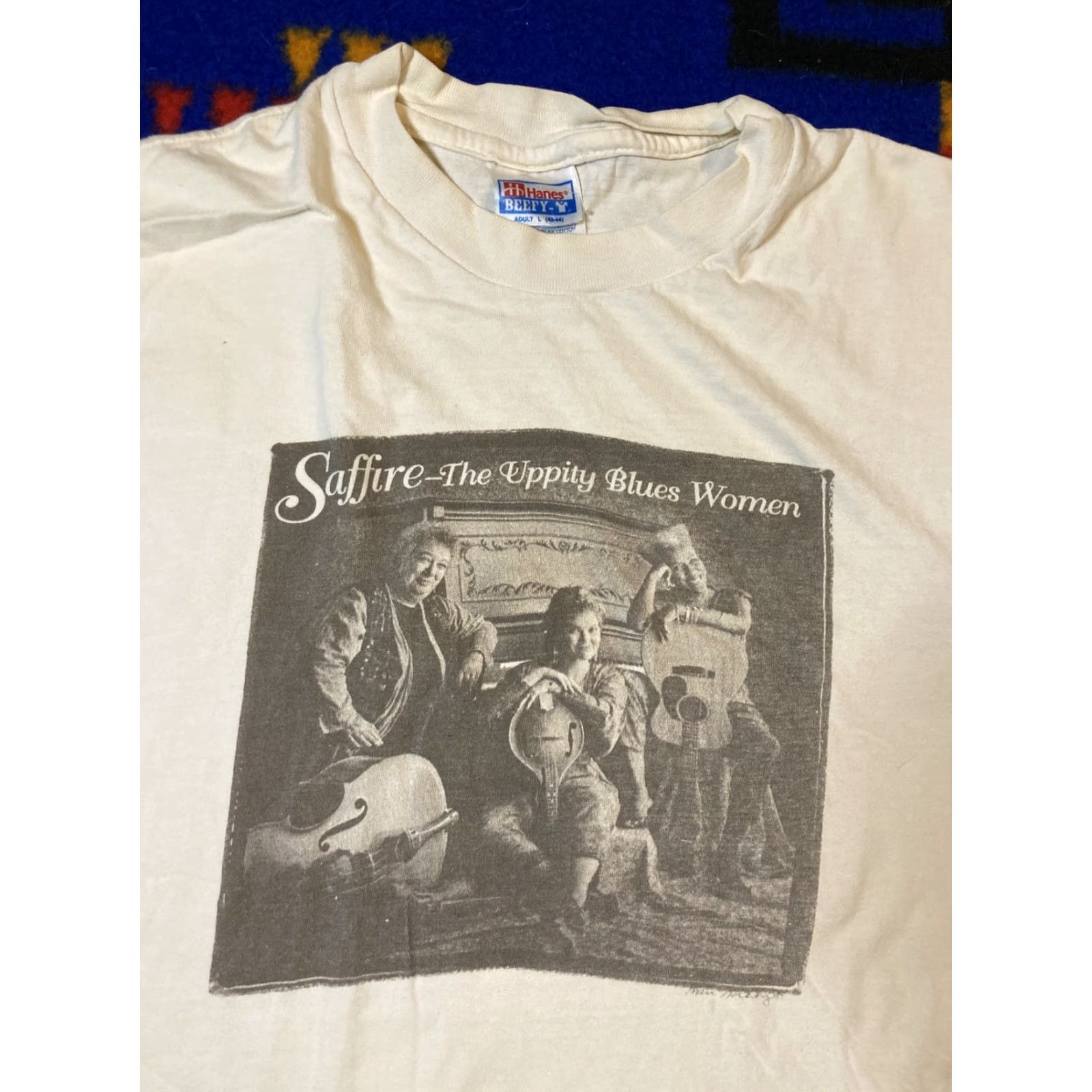 Vintage VINTAGE Saffire Band Tee T-Shirt White 90s Single Stitch Women Large Shirt Blues Uppity Size L / US 10 / IT 46 - 2 Thumbnail