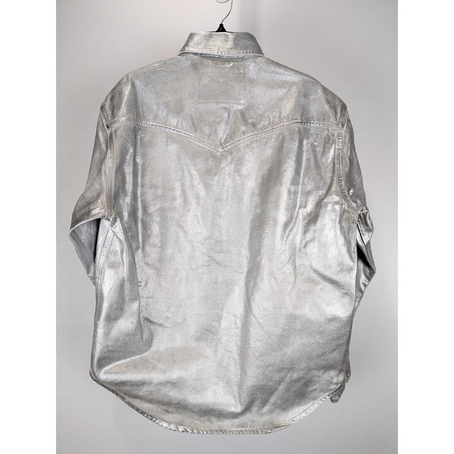 VTMNTS o1rshd1 Metallic Denim Shirt in Metallic Silver Size US M / EU 48-50 / 2 - 15 Thumbnail