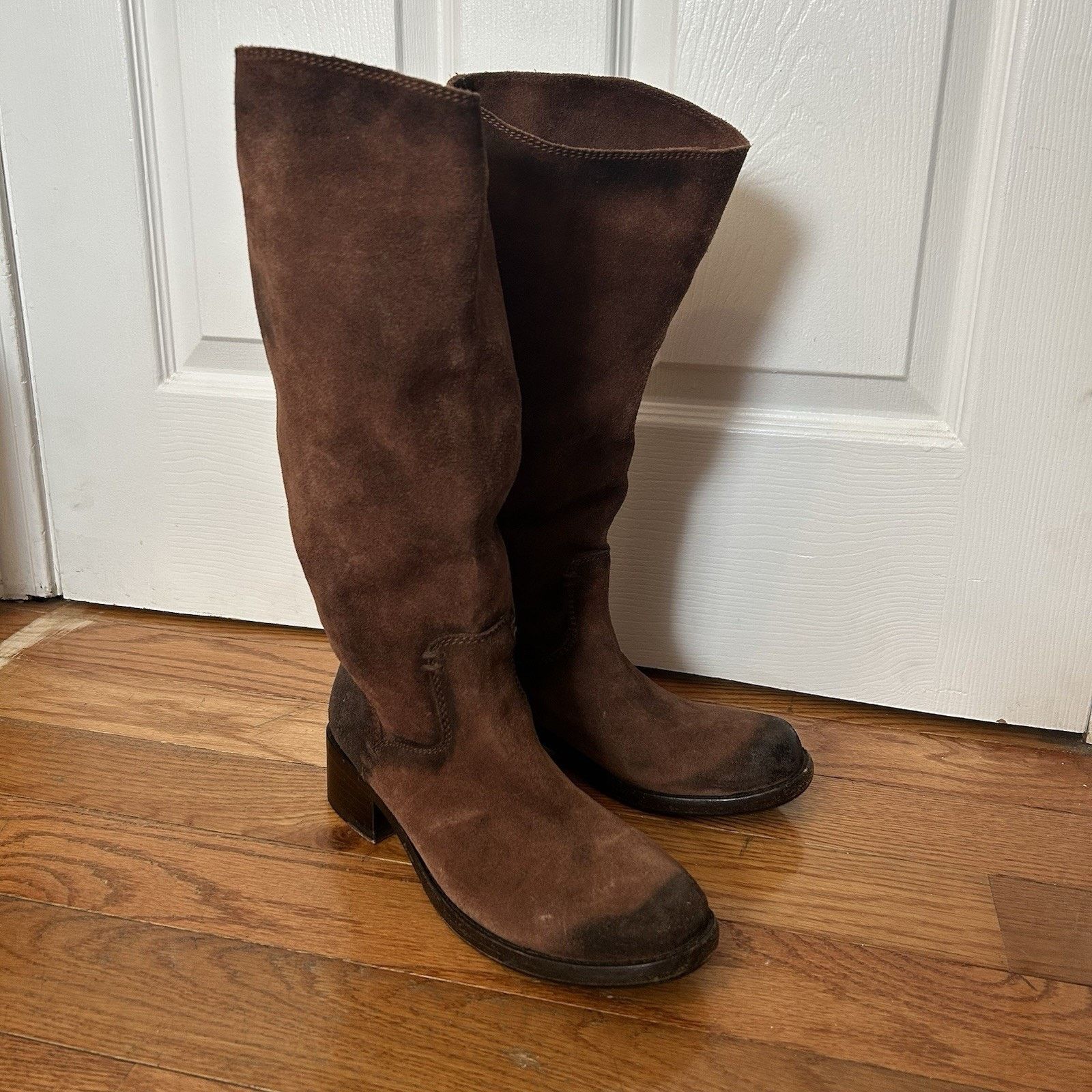 Frye Elena Pull On Distressed Suede Tall Riding Boots Size 9 B Size US 9 / IT 39 - 1 Thumbnail