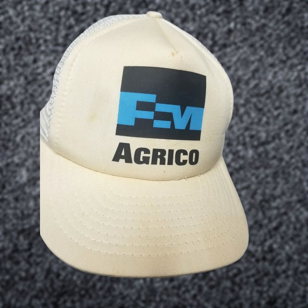 Vintage Vintage Ivory Blue Agrico Hat Baseball Trucker Cap Dad Hat Snapback Fertilizer Cap Men Adjustable Size ONE SIZE - 1 Thumbnail
