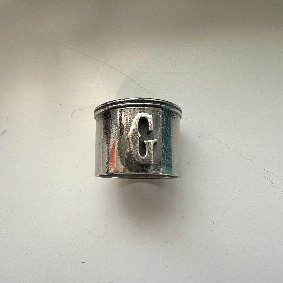 image of Undercover Archive G Logo Ring in Silver, Men's