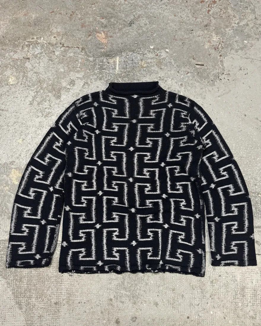 Emporio Armani × Vintage 1990s Emporio Armani Psycho Navy Sweater Size US S / EU 44-46 / 1 - 1 Thumbnail