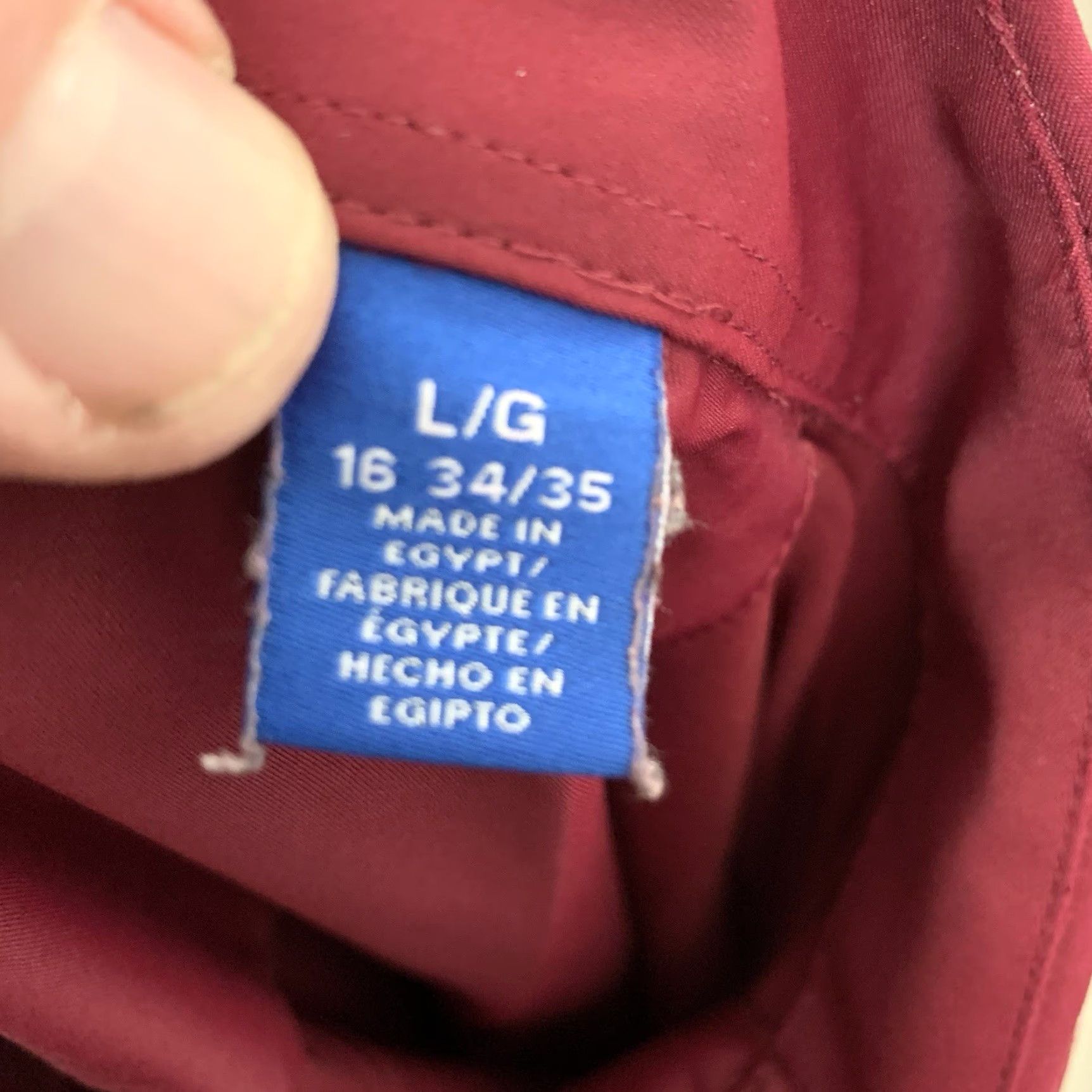 Nautica Nautica Performance Shirt Mens L Regular Burgundy Spread Collar 16 34/35 Dress Shirt Size US L / EU 52-54 / 3 - 4 Thumbnail