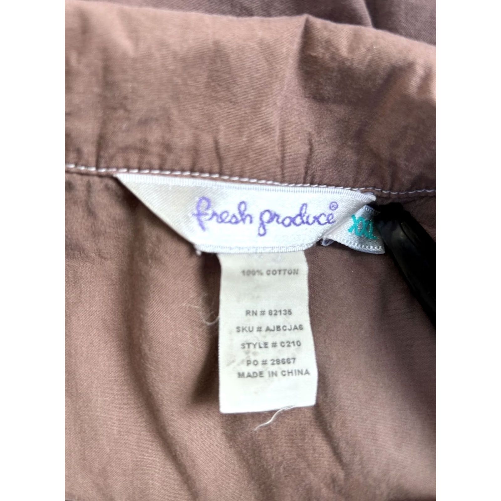 Vintage Fresh Produce Womens Button-Front Brown Jacket Size XXL Cotton Casual Lightweight Size XXL / US 16-18 / IT 52-54 - 4 Thumbnail