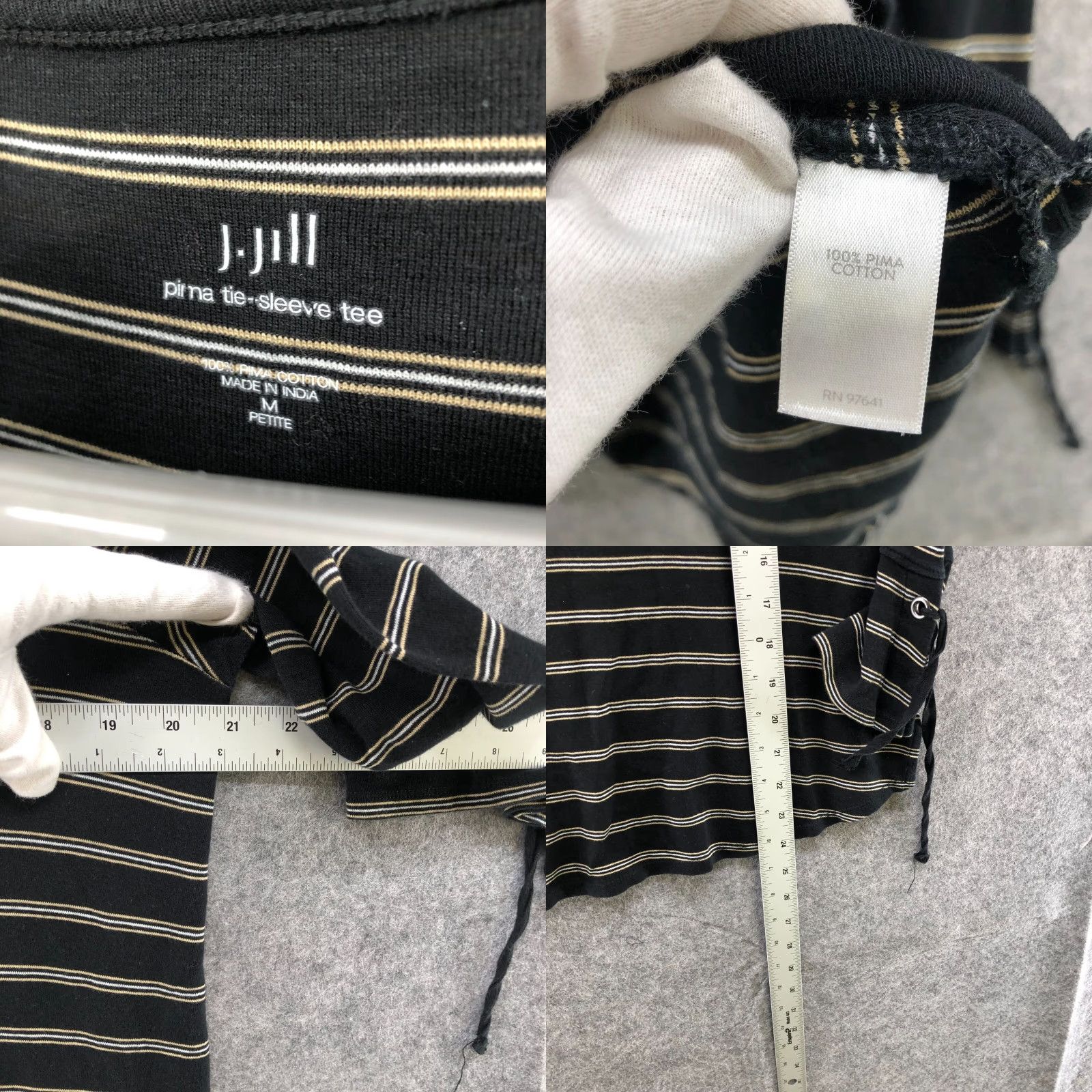 J. Jill VINTAGE J. Jill Women’s Cotton Striped Long Sleeve T-Shirt M Black Casual Style Size M / US 6-8 / IT 42-44 - 8 Thumbnail