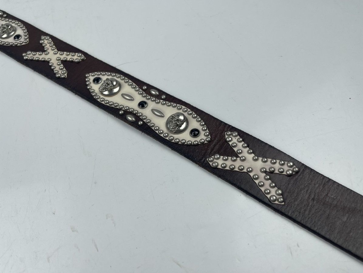 Japanese Brand studded skulls leather belt tc11 Size 38 - 3 Thumbnail