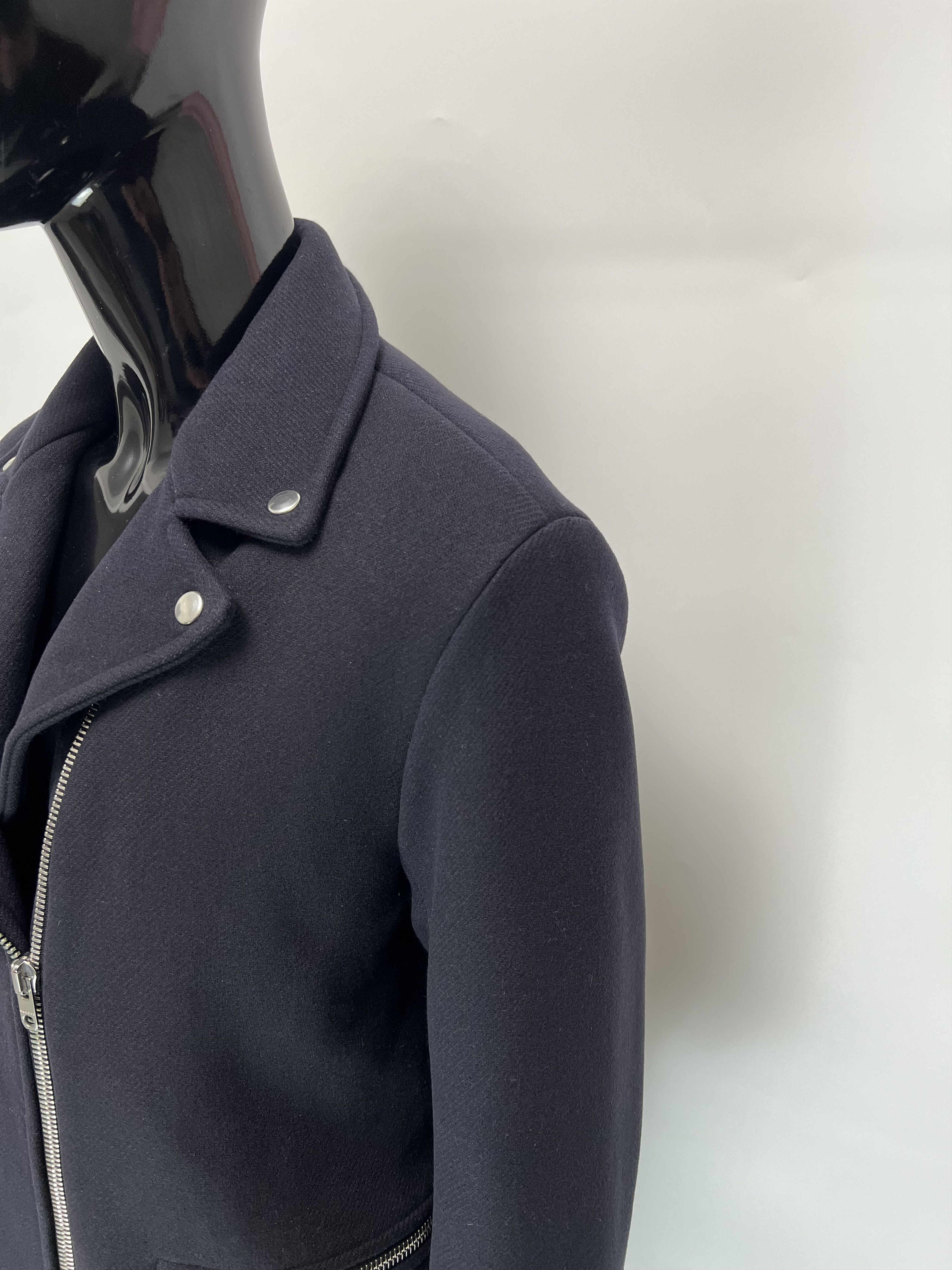 Sandro Sandro Navy Blue Wool Biker Jacket Size 38 Size M / US 6-8 / IT 42-44 - 8 Thumbnail
