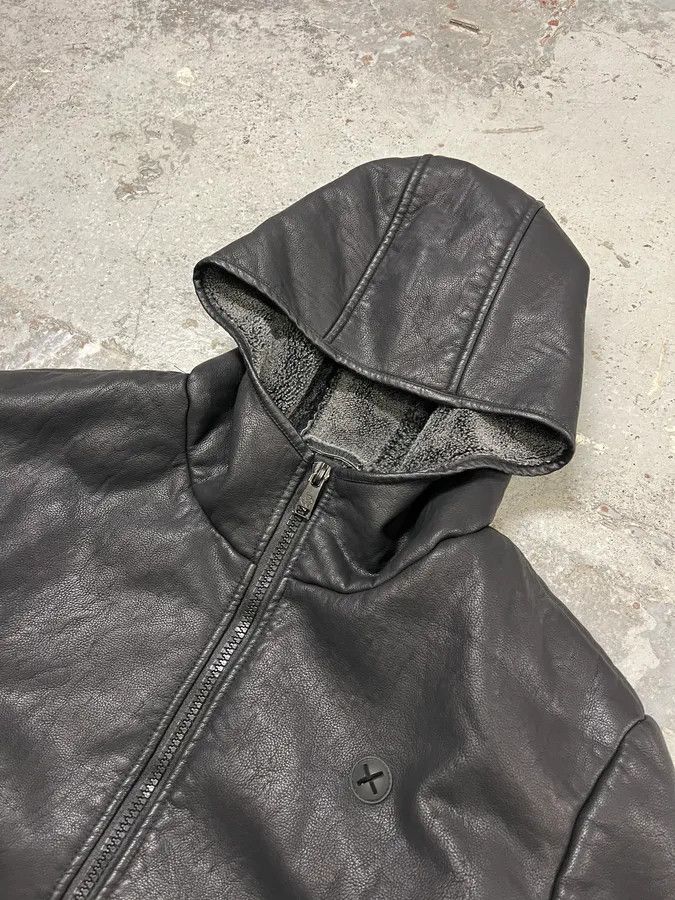 Roberto Cavalli 2010s Roberto Cavalli Black Leather Hooded Jacket Size US L / EU 52-54 / 3 - 5 Thumbnail