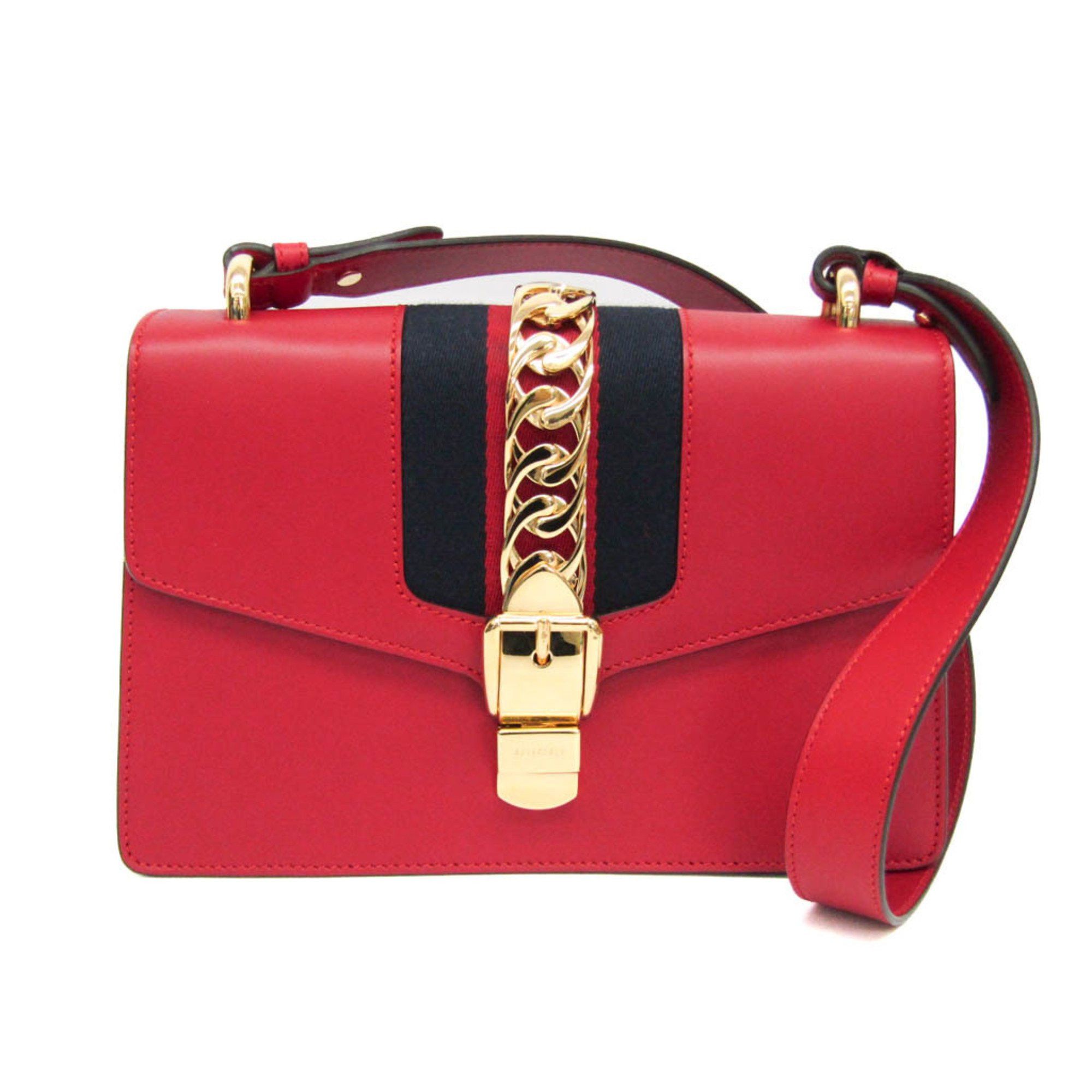 Gucci Gucci Sylvie 421882 Women's Leather Shoulder Bag Red Color Size ONE SIZE - 1 Thumbnail