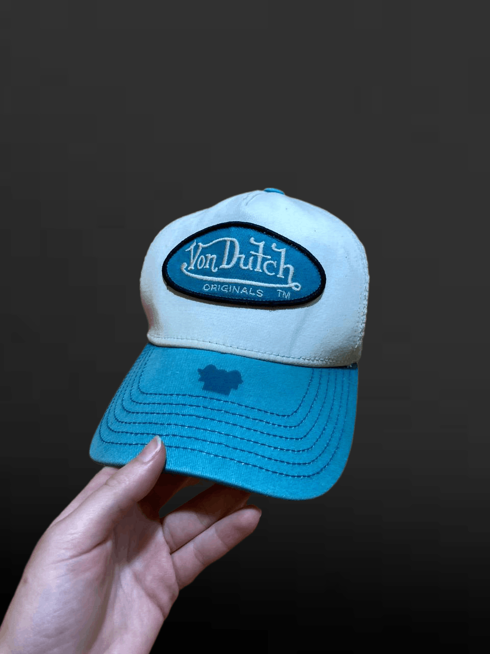 Von Dutch Von Dutch Distressed Tracker Hat Logo Blue Size ONE SIZE - 1 Thumbnail