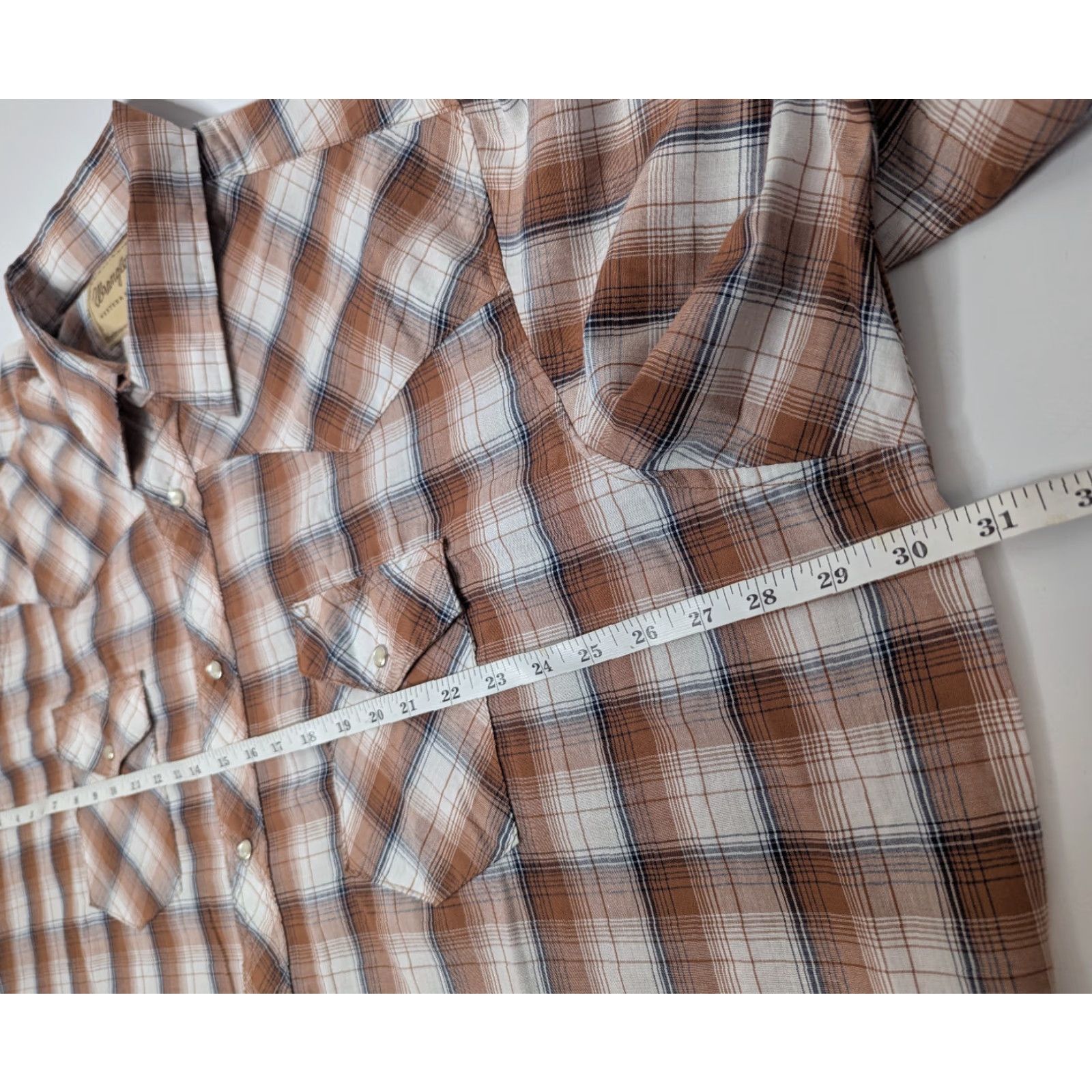 Wrangler Wrangler Western Shirt Men's 3XL Brown White Plaid Pearl Snaps Cowboy Rodeo Size US XXL / EU 58 / 5 - 4 Thumbnail