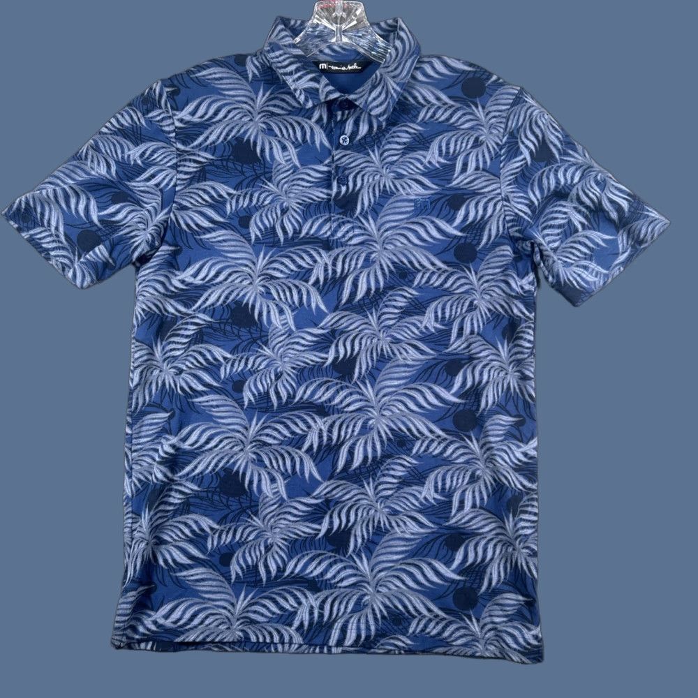 TravisMathew Travis Mathew Mens Polo Shirt Golf Short Sleeve Blue Floral Tropical Performance Size S Size US S / EU 44-46 / 1 - 1 Thumbnail