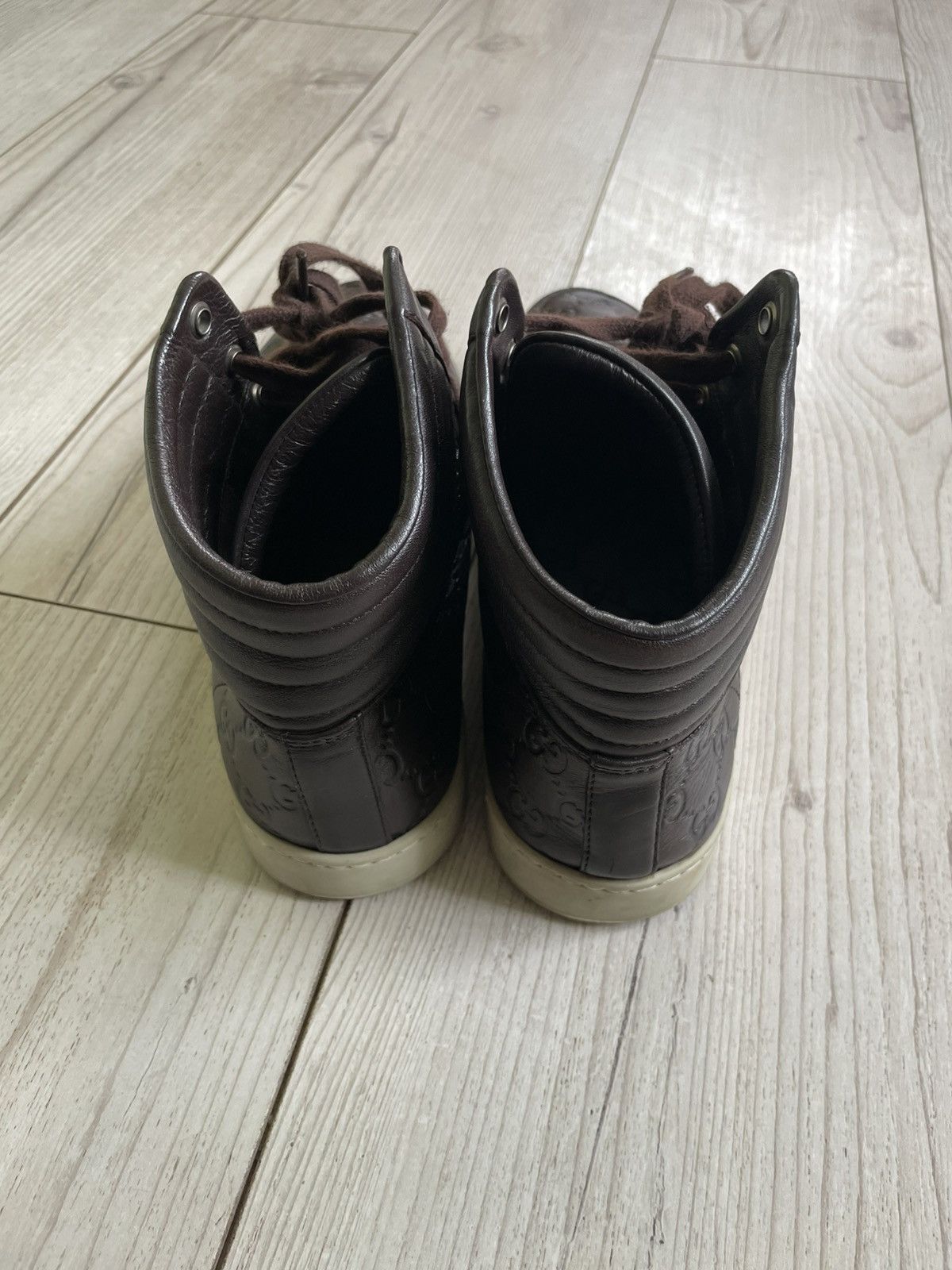 Gucci GUCCI Sneakers Hi-Top Leather Web Guccisima GG Monogram Size US 8 / EU 41 - 9 Thumbnail
