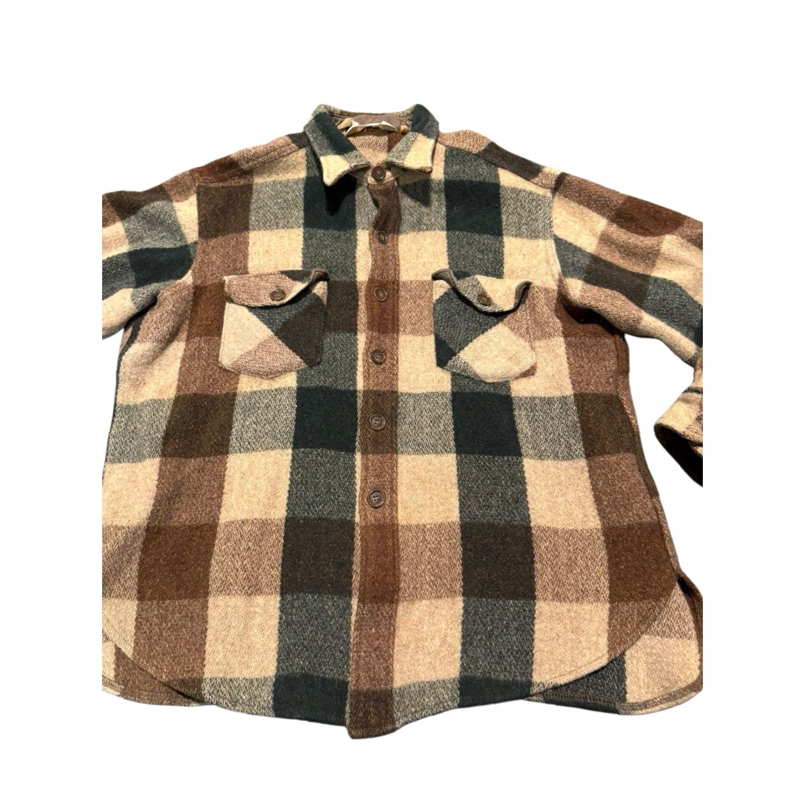 Vintage VINTAGE Woolrich Men's Blue Beige Buffalo Plaid Wool Flannel Shirt Jacket XL US Size US XL / EU 56 / 4 - 6 Thumbnail