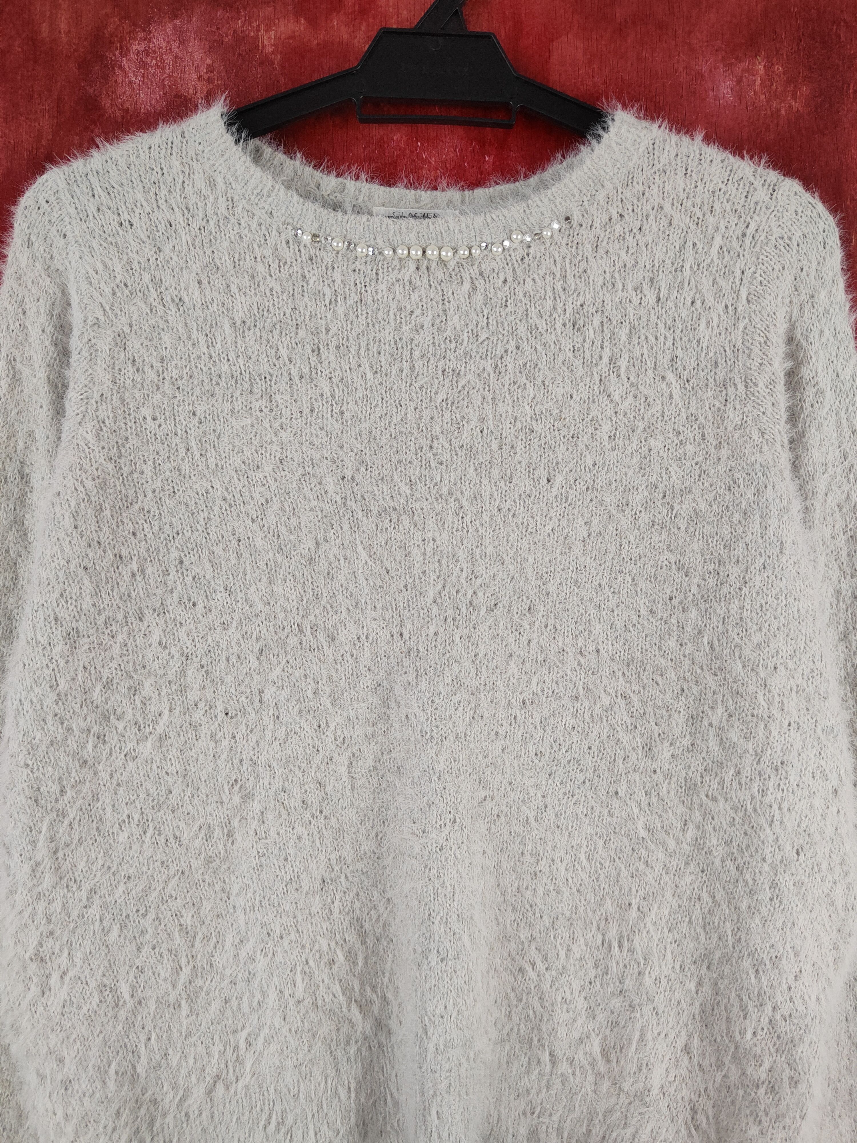Homespun Knitwear Glacier Gray Shag Shaggy Fur Mohair Knitwear #S2028 Size M / US 6-8 / IT 42-44 - 2 Thumbnail