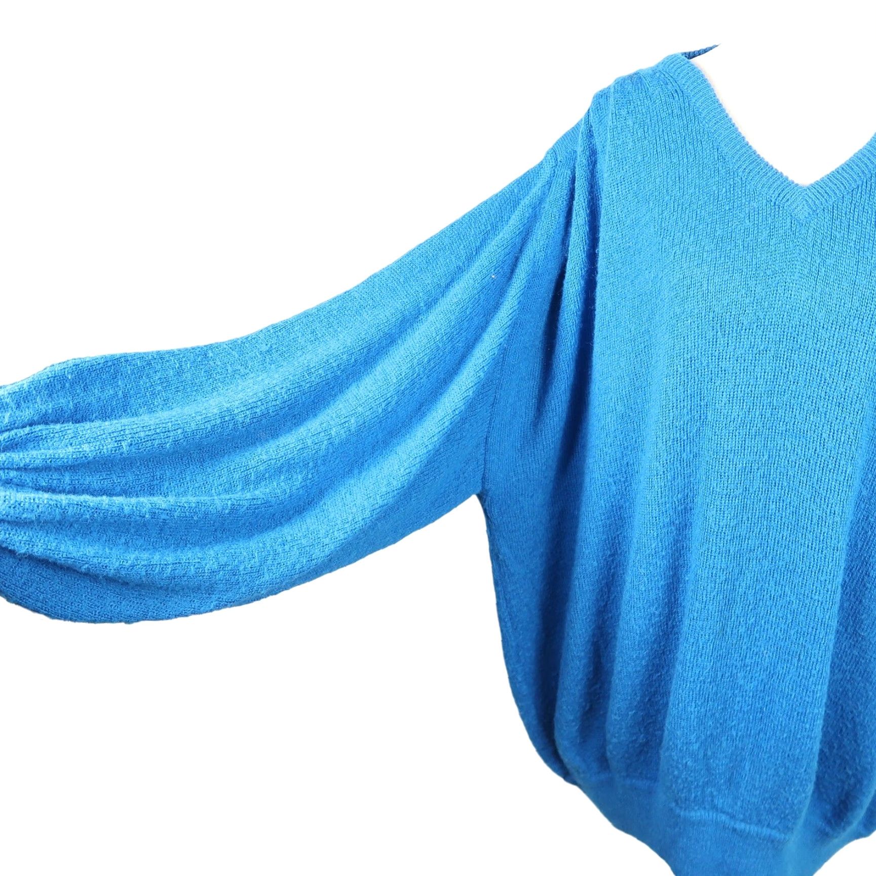 Vintage VINTAGE Lady Lilly Cerulian Blue wool knit dolman sleeve sweater 24 Size 4XL / US 24-26 - 3 Thumbnail