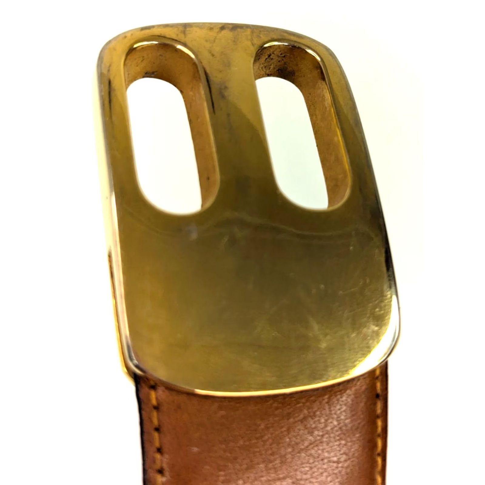 Vintage VINTAGE Miller Aniline Glove Leather Belt 36 Gold Hook Buckle Men Leather Brown US Size ONE SIZE - 2 Thumbnail