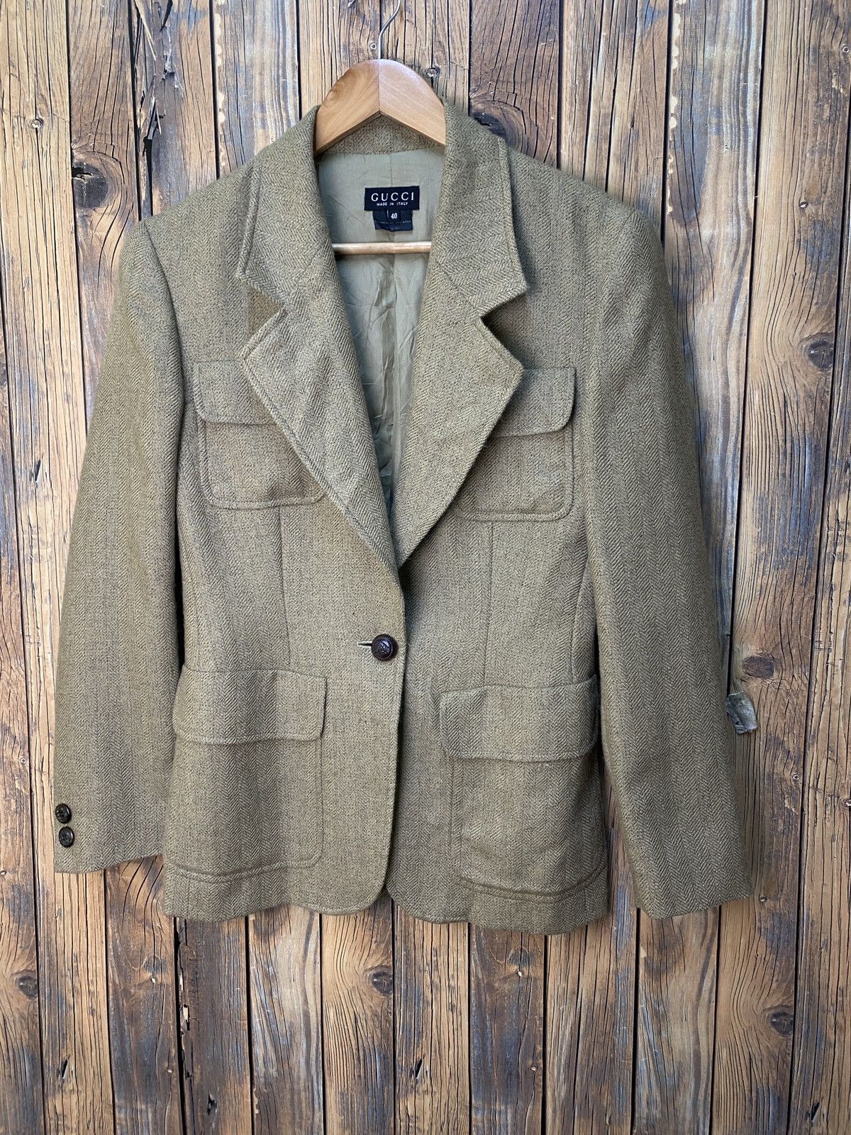 Gucci Vintage Gucci Wool Single Breasted Distressed Blazer Jacket Size S / US 4 / IT 40 - 1 Thumbnail