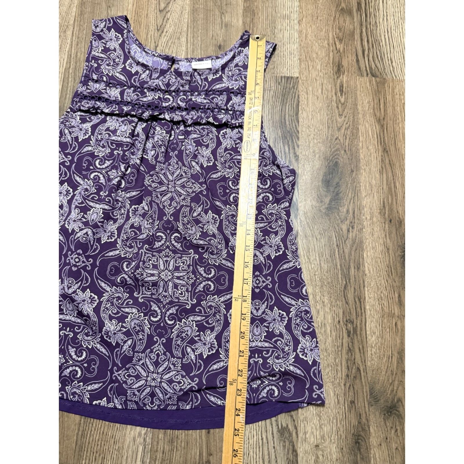 Merona Merona Tank Top Women's Large Purple White Allover Print Round Neck Casual Sleeveless US Size L Womens Size L / US 10 / IT 46 - 7 Thumbnail