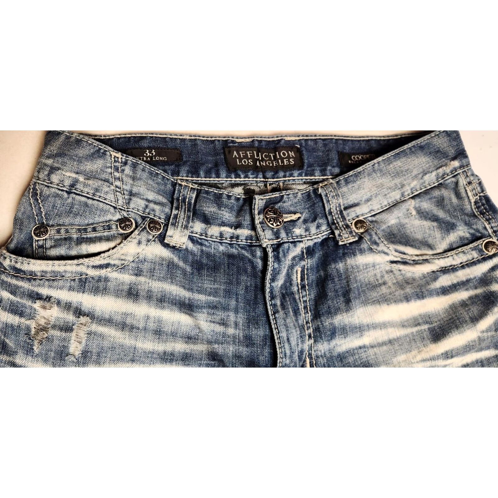 Affliction AFFLICTION Jeans Los Angeles Cooper Relaxed Boot Cut Men 33 Jeans Denim 100% Cotton Blue Size US 33 - 6 Thumbnail