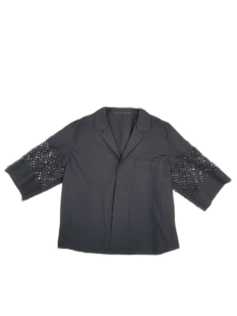 Haider Ackermann Haider Ackermann Black Laser Cut Shirt Size M / US 6-8 / IT 42-44 - 1 Thumbnail