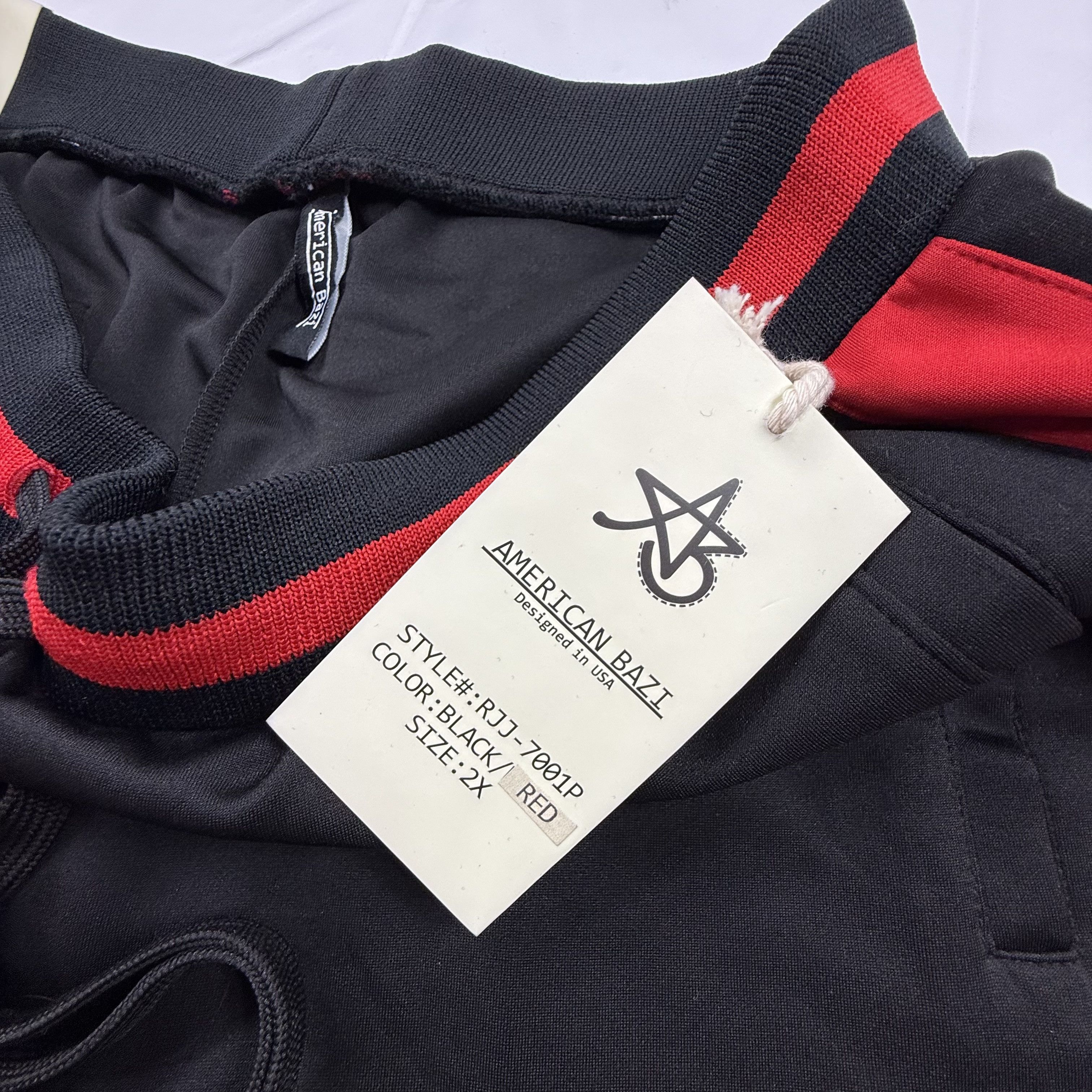 Other American Bazi Mens Black Red Side Stripe Track Pants 2X Size US 36 / EU 52 - 6 Thumbnail
