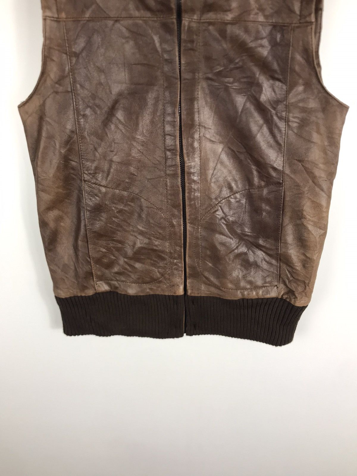 Full Count & Co. × Japanese Brand × Leather ⚡️Vintage FullCount Zipper Leather Vest Size S / US 4 / IT 40 - 5 Thumbnail