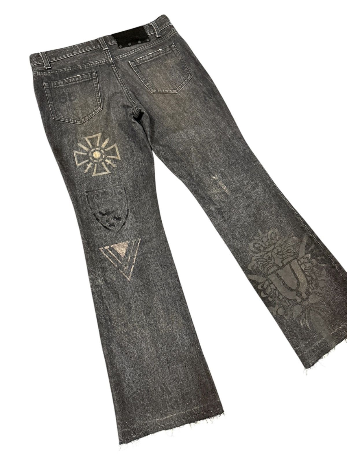 If Six Was Nine × Le Grande Bleu (L.G.B.) Very Rare Schorl Distressed Flare Printed Jeans Size US 32 / EU 48 - 6 Thumbnail