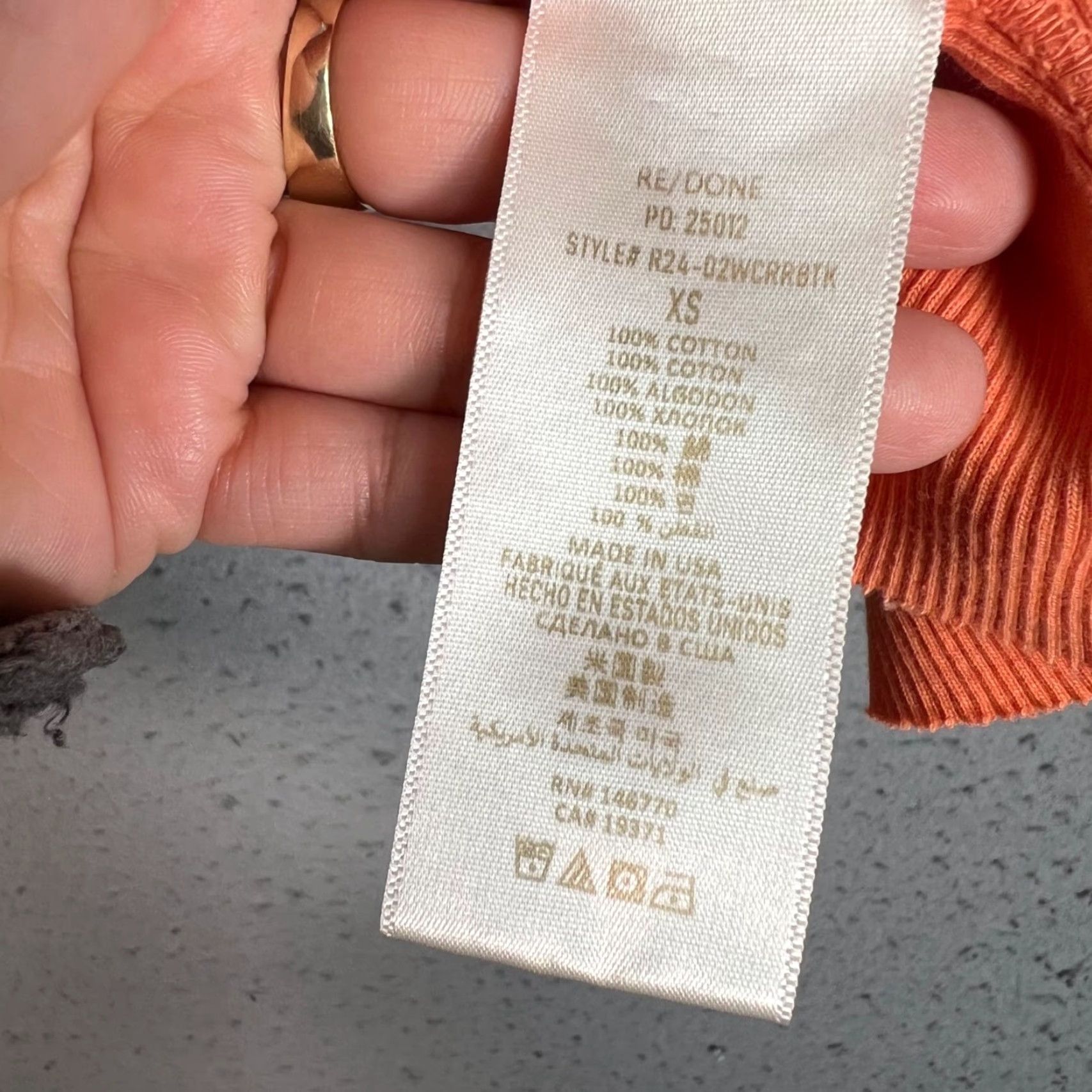 RE/DONE VINTAGE Re/Done Hanes Womens XS Orange Ribbed Tank Top Cotton Size XS / US 0-2 / IT 36-38 - 4 Thumbnail
