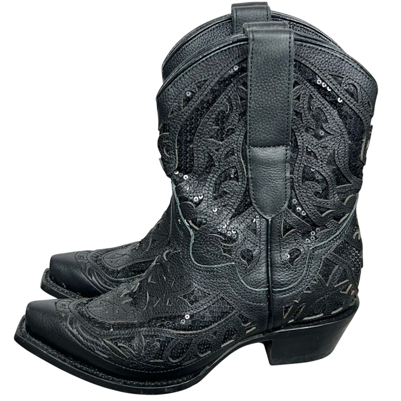 JB Classics JB Dillon Reserve Womens Cowgirl Leather Boot Black Sequin Size US 6 / IT 36 - 1 Thumbnail