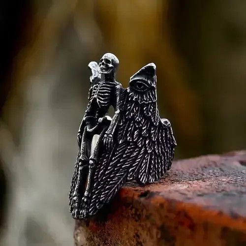 VIBE Skull Angel Ring Skull Wings Ring🔥🔥🔥 Size ONE SIZE - 4 Thumbnail